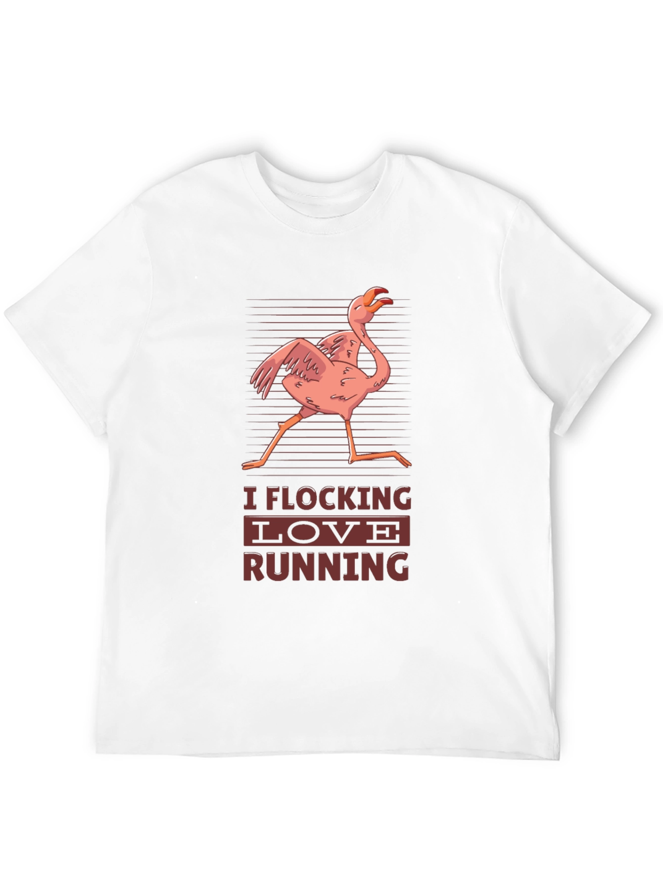 I Flocking Love Running T-Shirt Funny Flamingo Tee