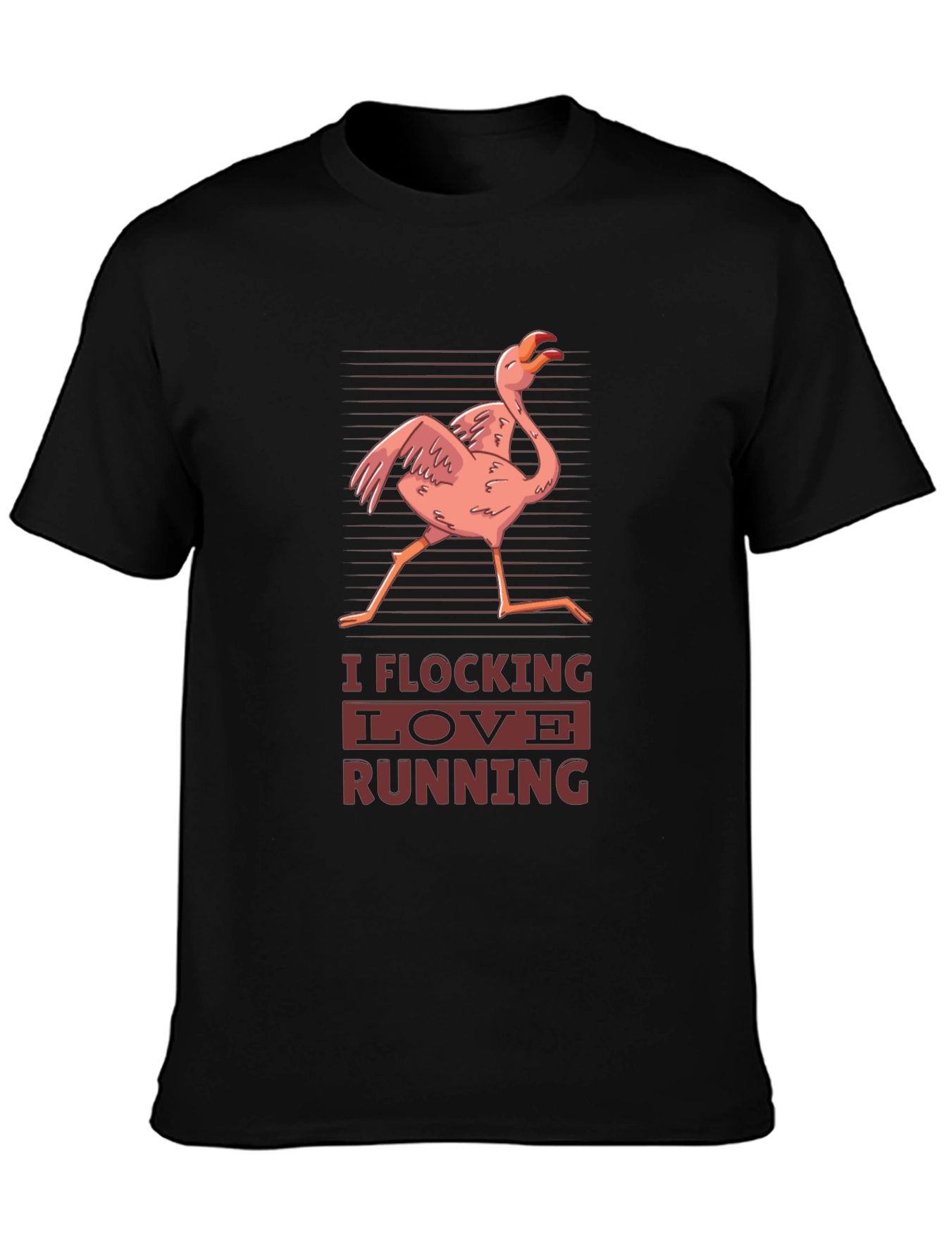 I Flocking Love Running T-Shirt Funny Flamingo Tee