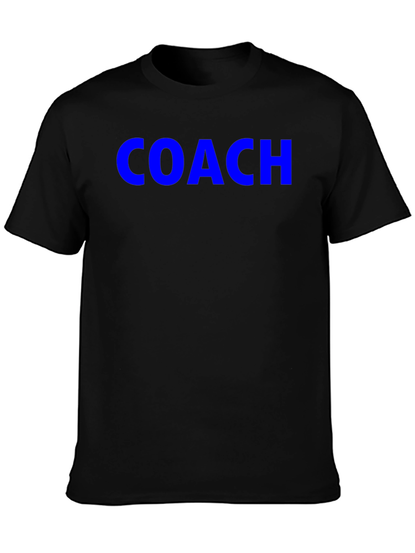 Coach Tee - Bold Blue Text on Black Shirt