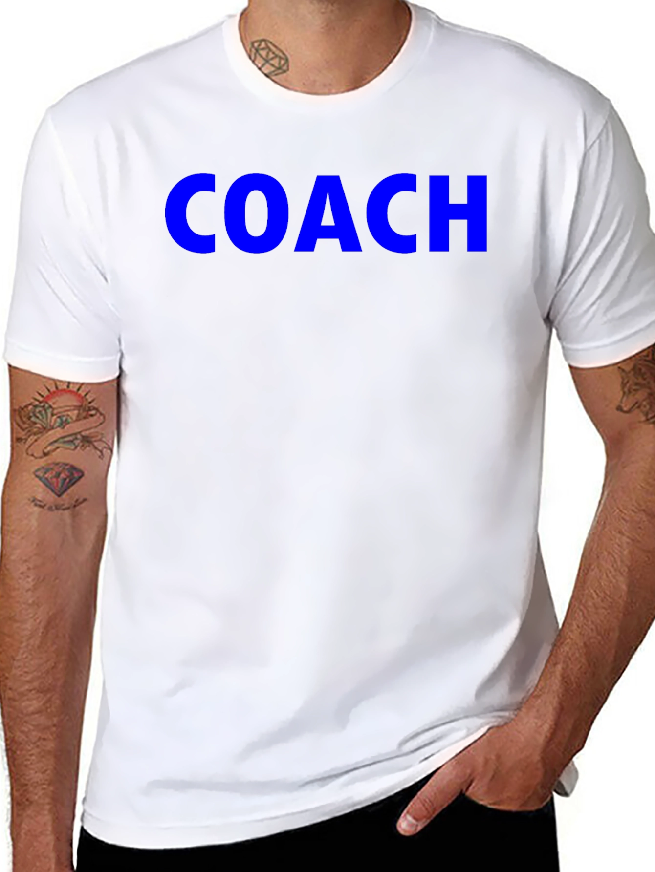 Coach Tee - Bold Blue Text on Black Shirt