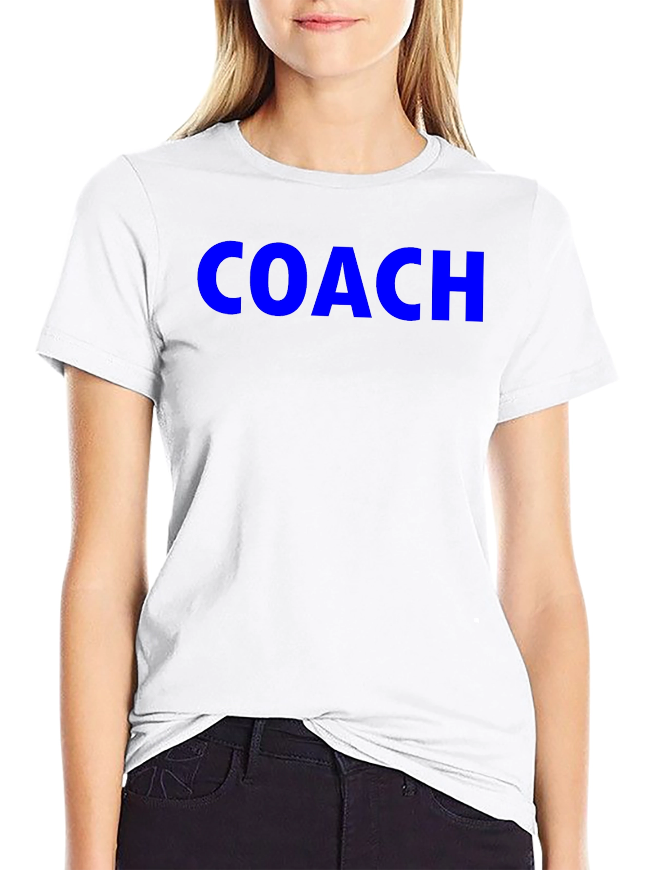 Coach Tee - Bold Blue Text on Black Shirt