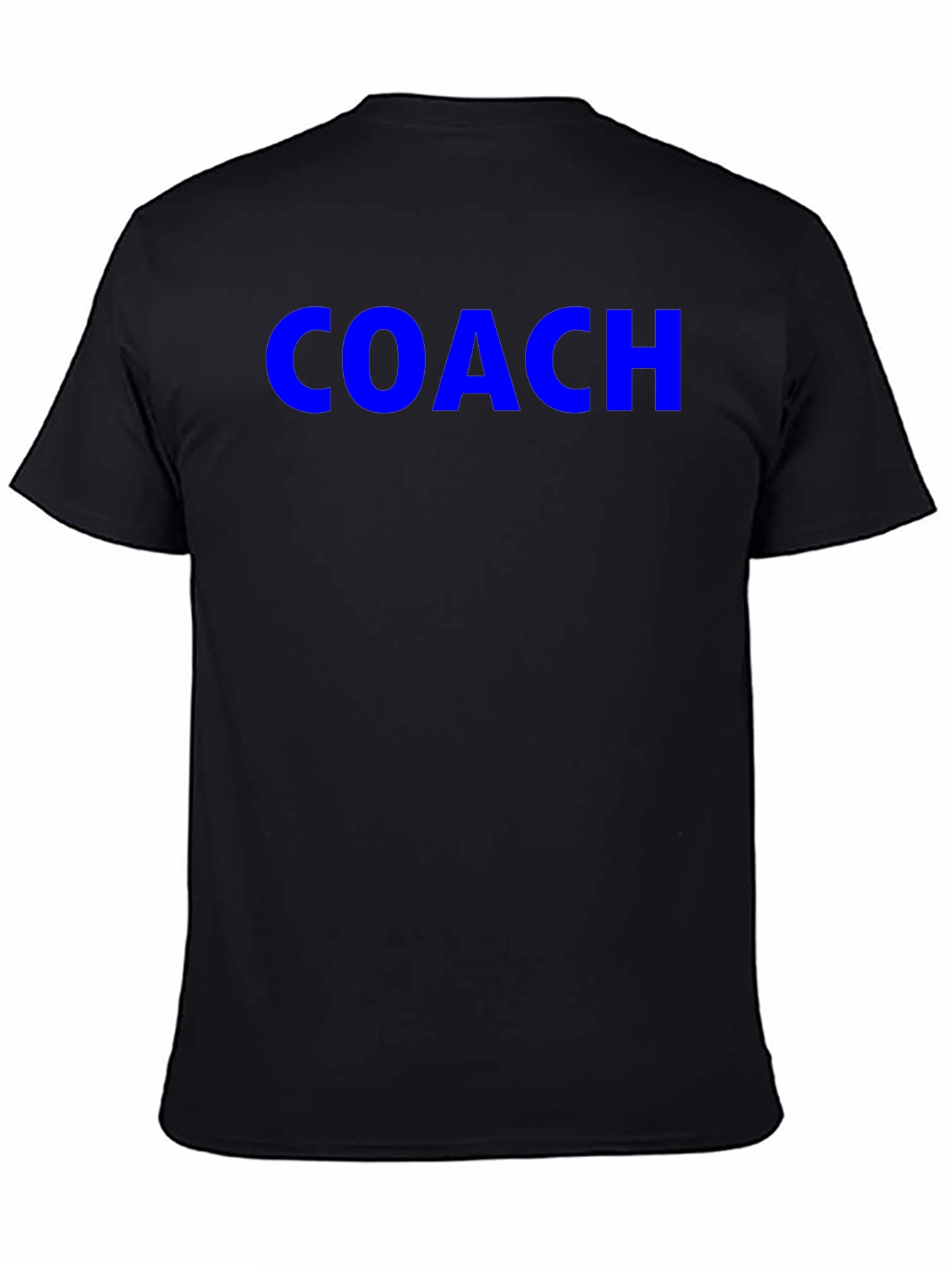 Coach Tee - Bold Blue Text on Black Shirt