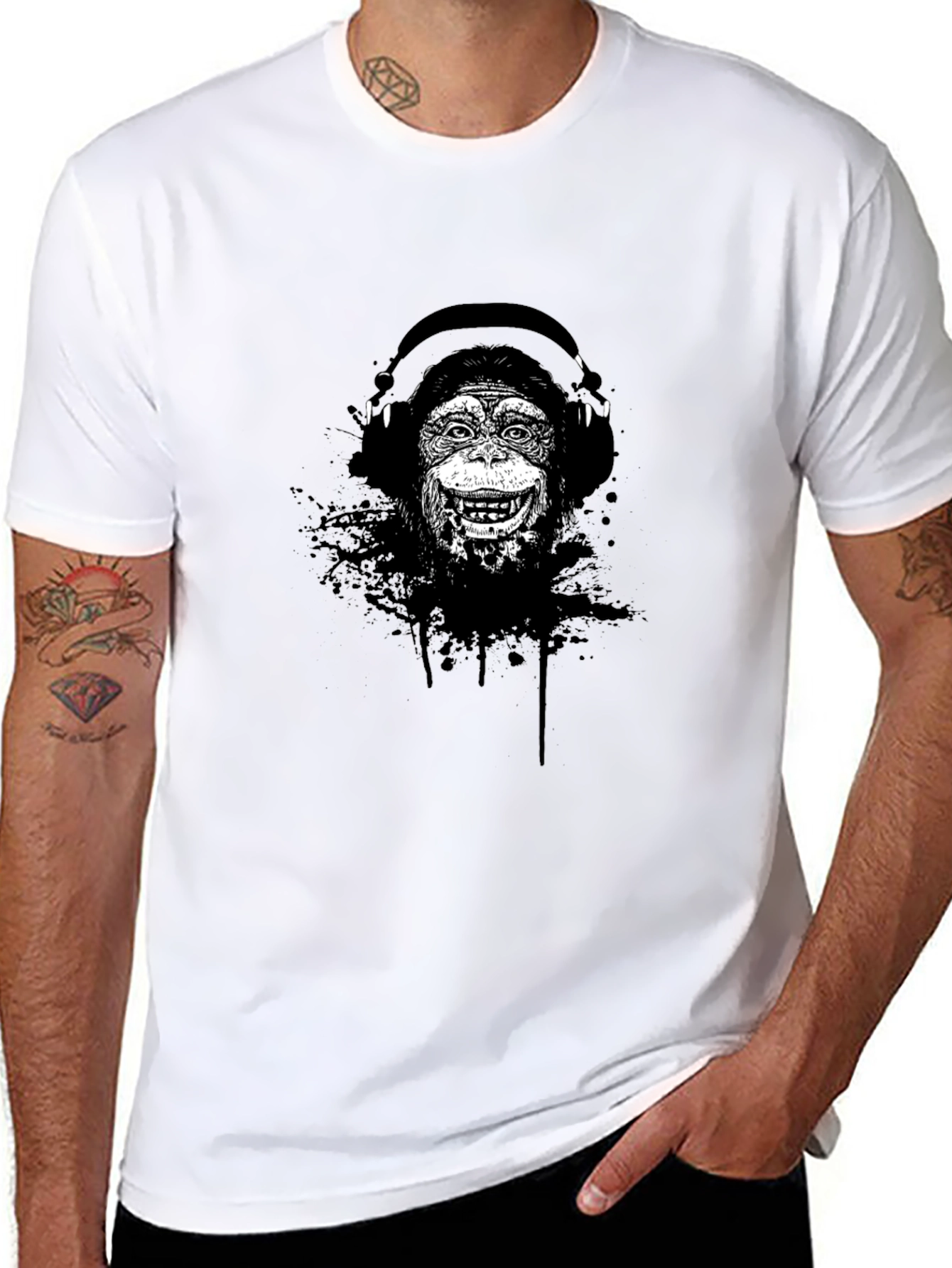 Monkey DJ Graphic T-Shirt - Cool Design