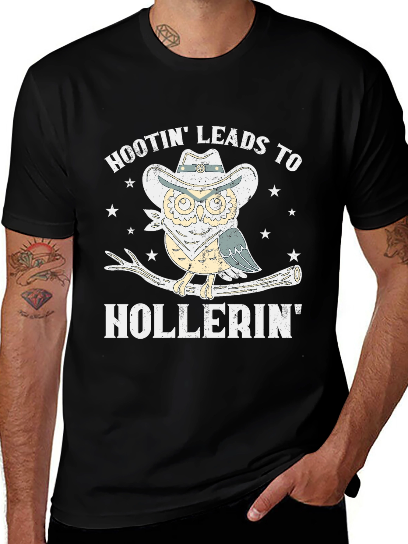 Hootin Leads To Hollerin Owl Cowboy T-Shirt
