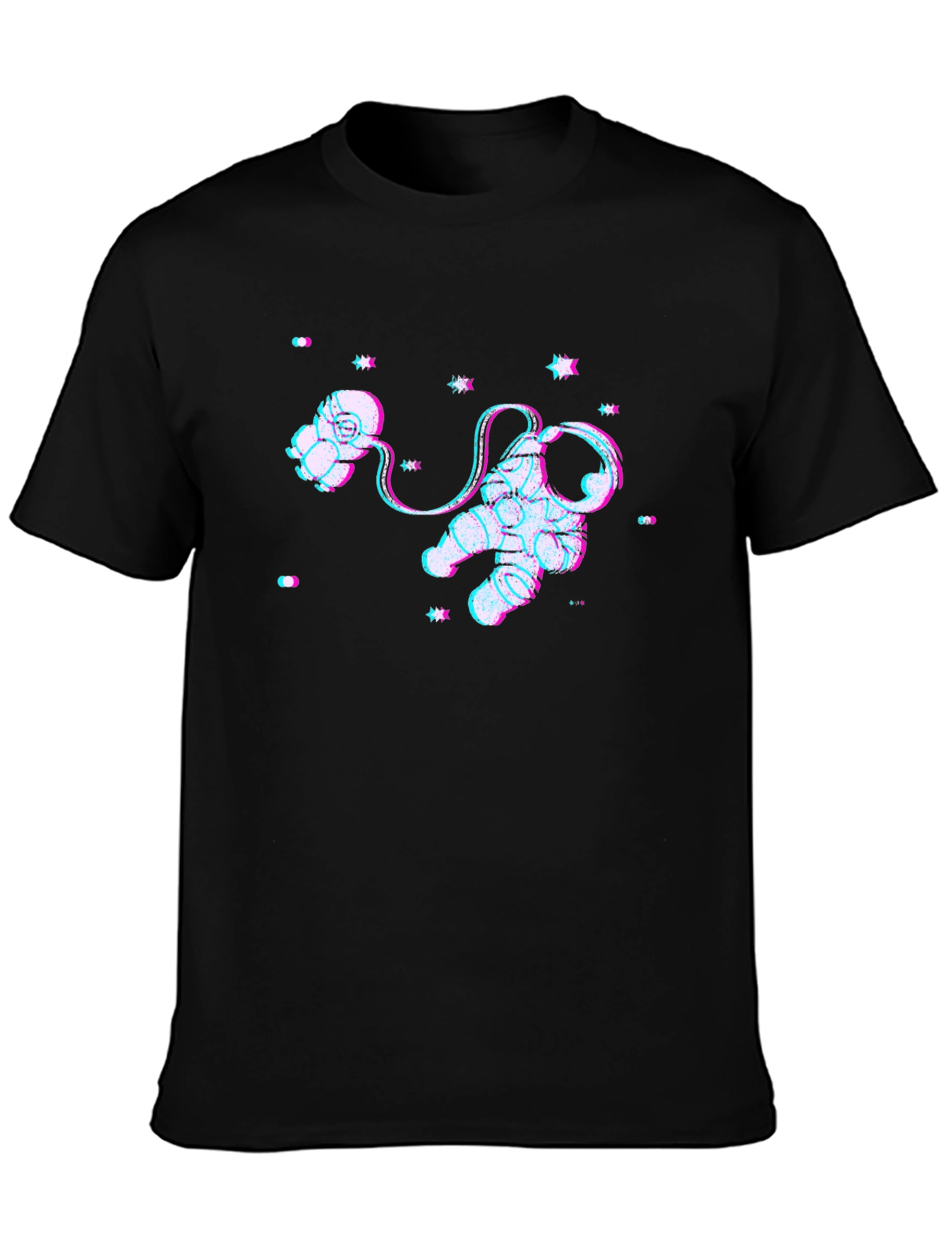 Astronaut Glitch Graphic Black T-Shirt