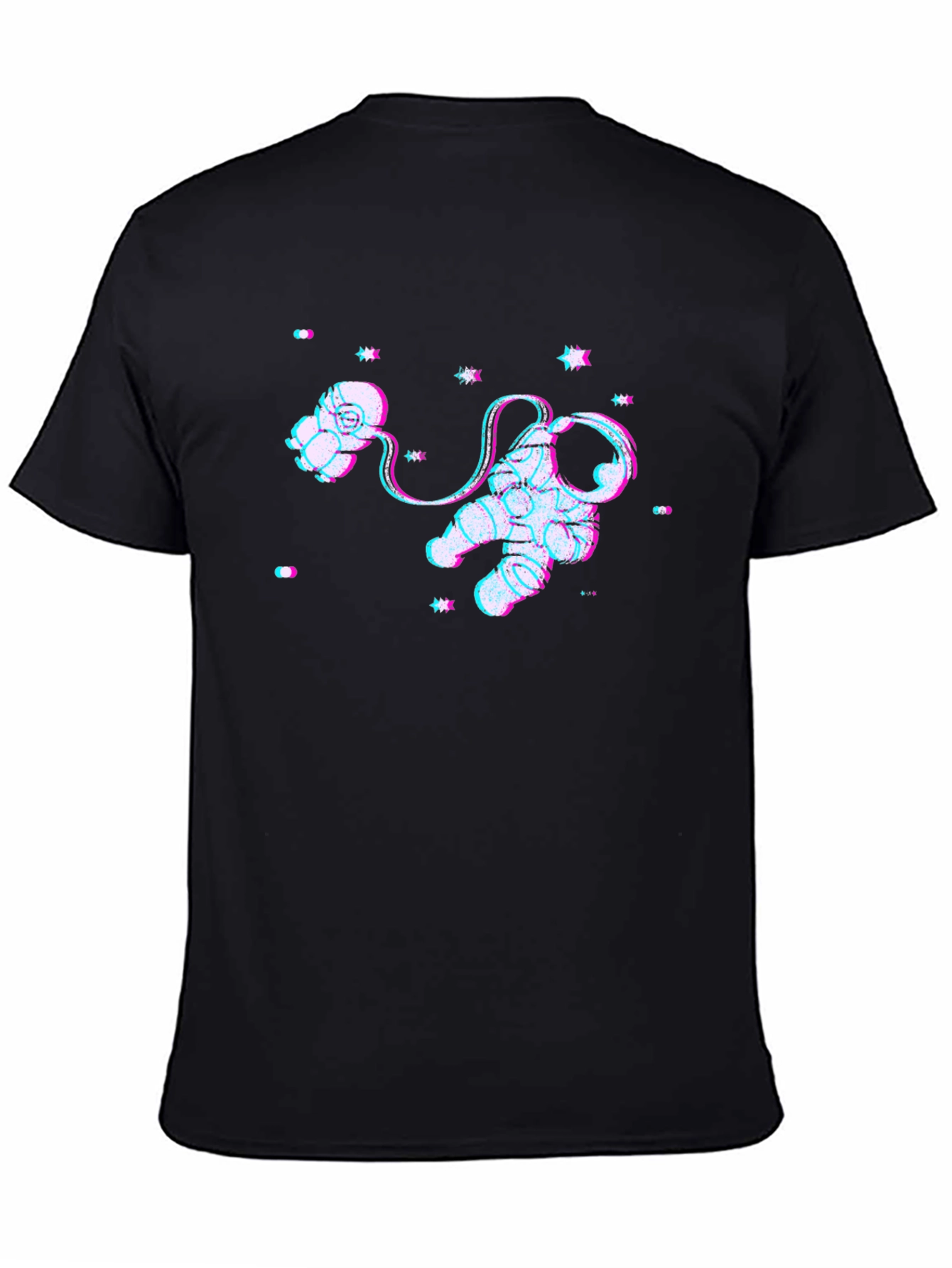 Astronaut Glitch Graphic Black T-Shirt