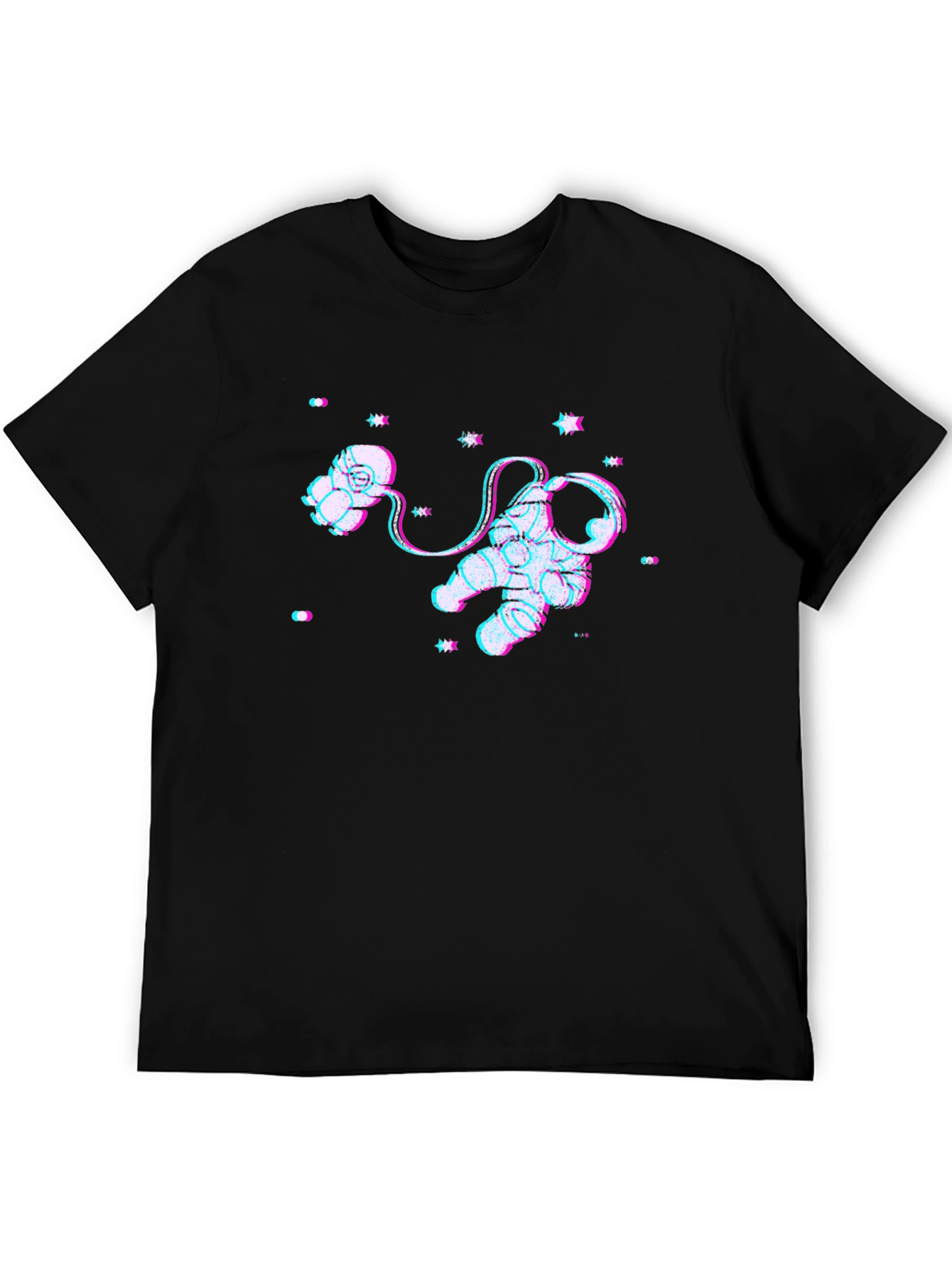 Astronaut Glitch Graphic Black T-Shirt