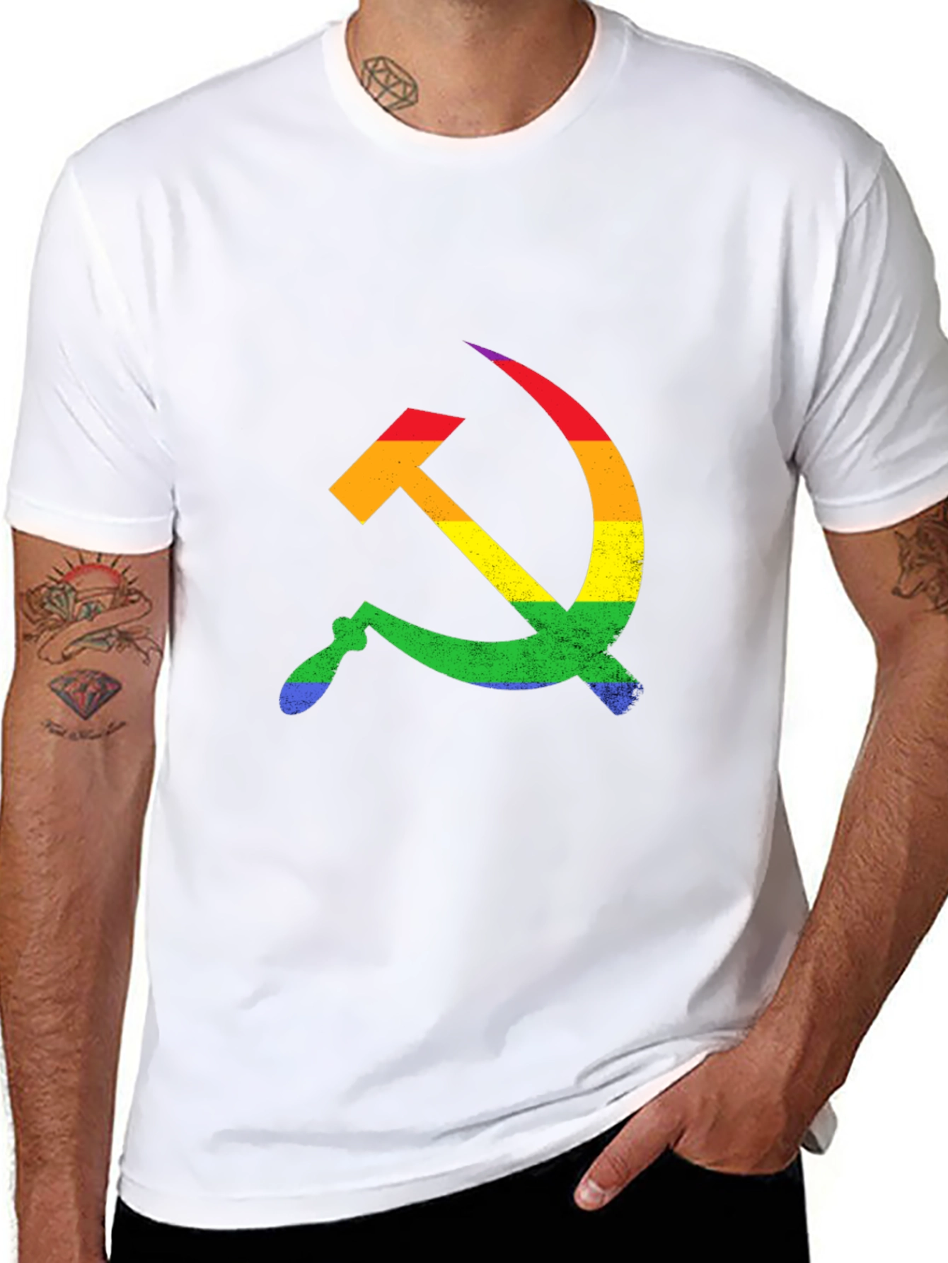 Rainbow Hammer & Sickle Black T-Shirt