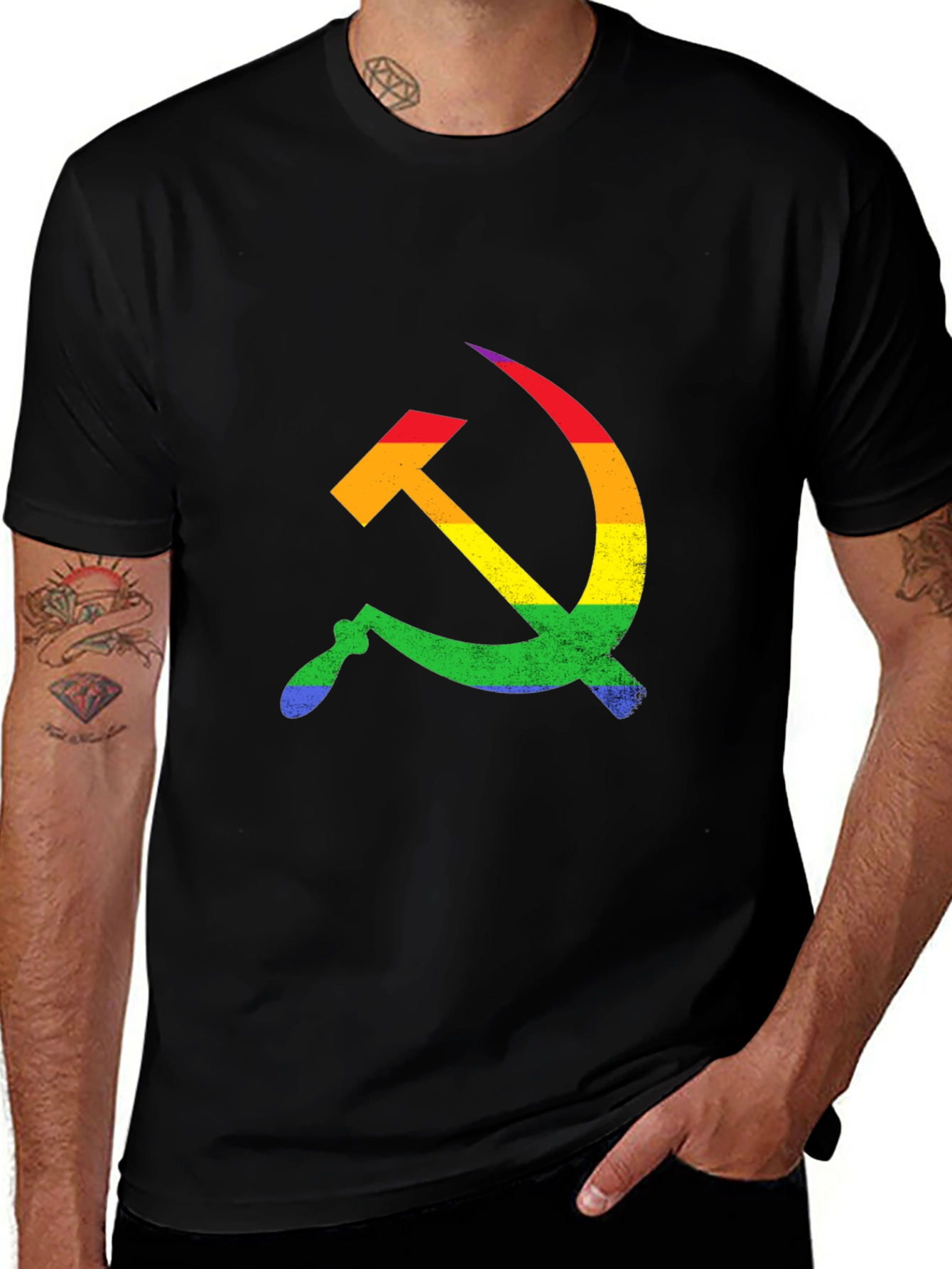 Rainbow Hammer & Sickle Black T-Shirt