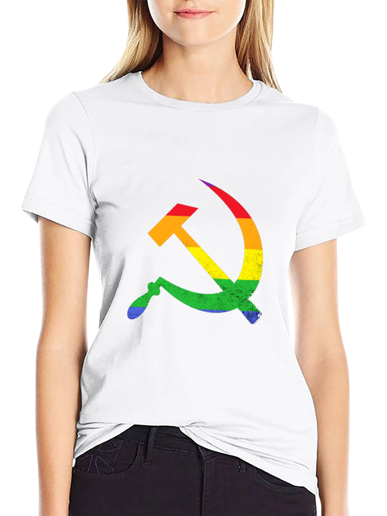 Rainbow Hammer & Sickle Black T-Shirt