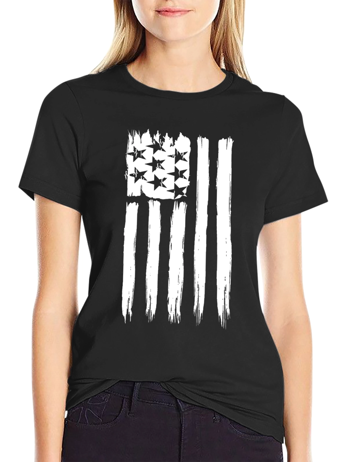 American Flag Distressed Graphic T-Shirt