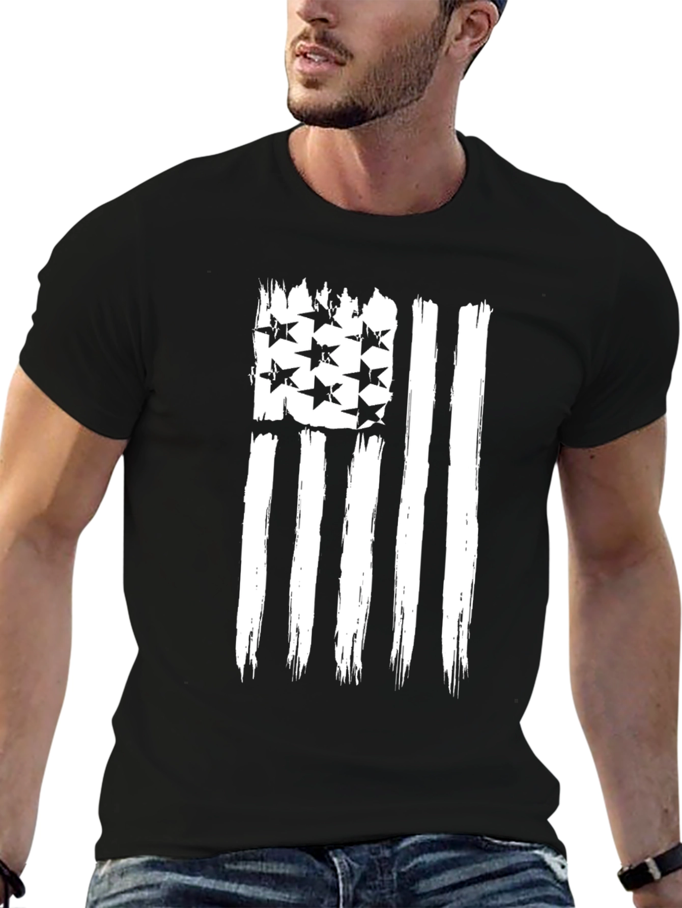American Flag Distressed Graphic T-Shirt