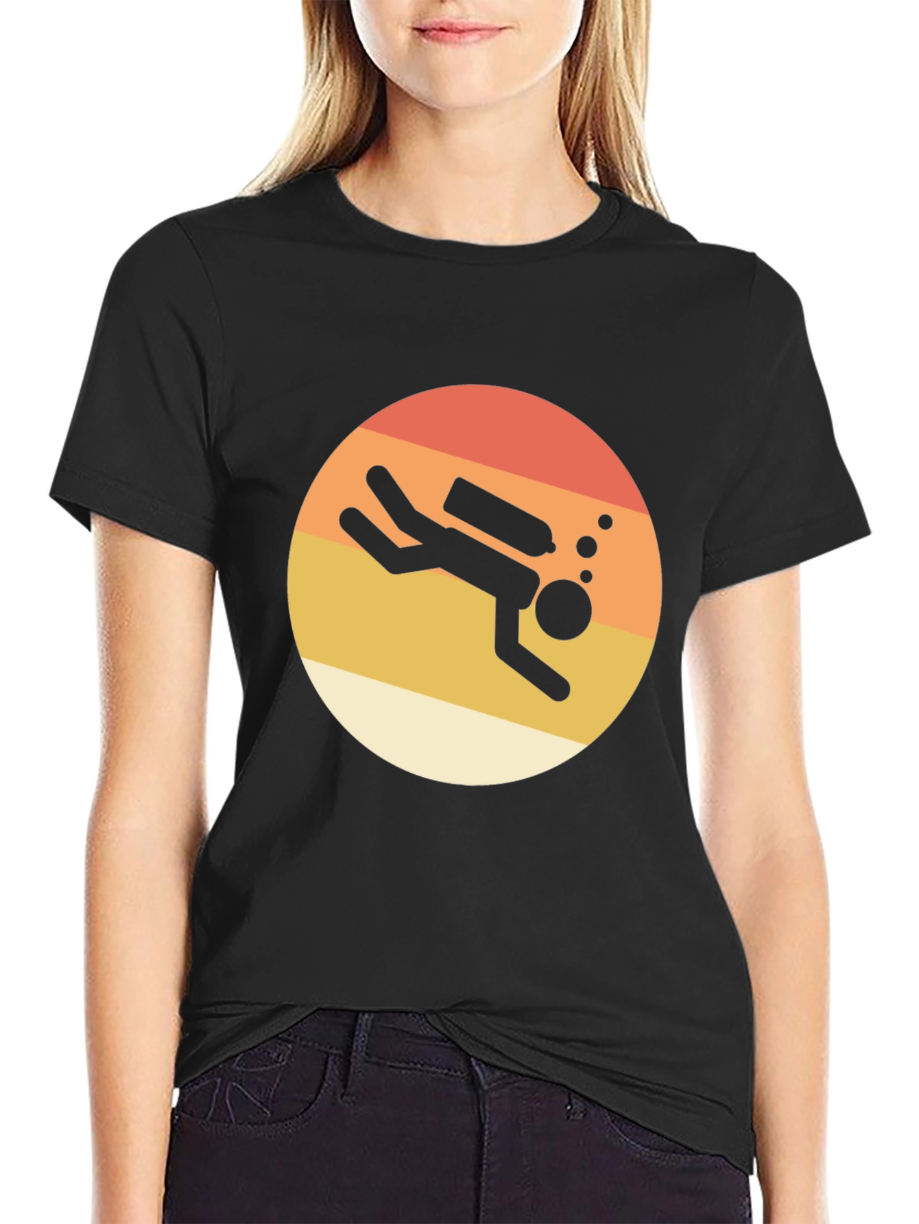 Retro Scuba Diver T-Shirt - Black