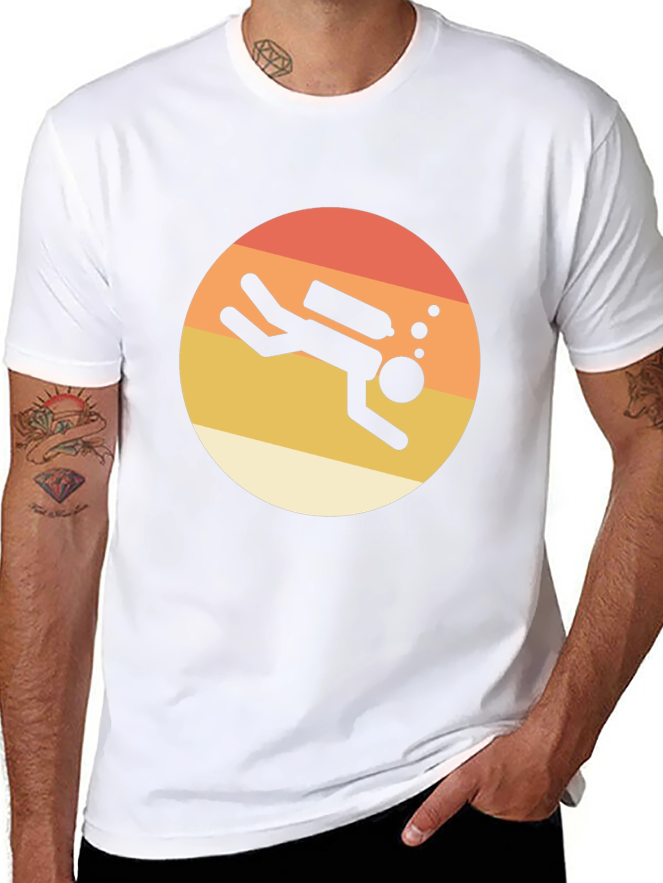 Retro Scuba Diver T-Shirt - Black
