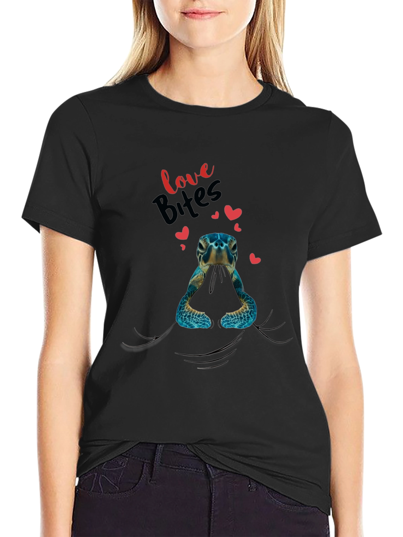 Love Bites Turtle Graphic Tee - Black