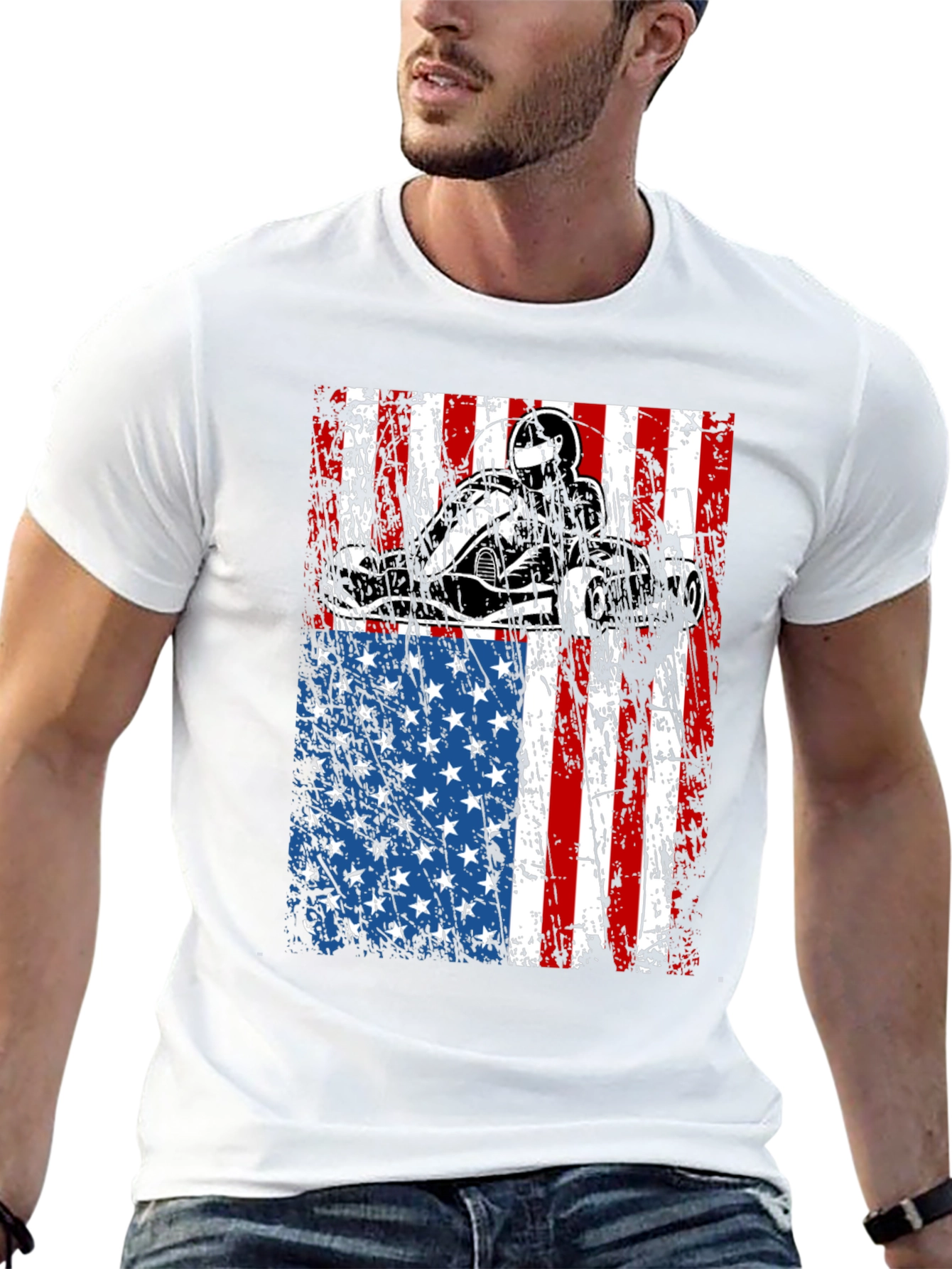 Go Kart USA Flag Graphic Tee - Black