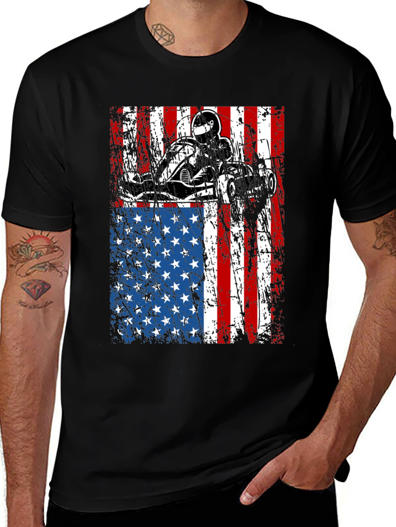 Go Kart USA Flag Graphic Tee - Black