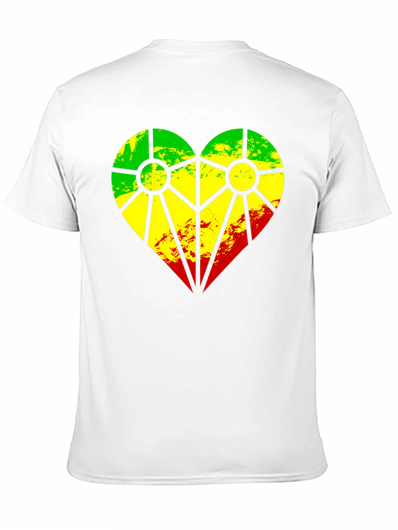 Rasta Heart T-Shirt - Green Yellow Red Design