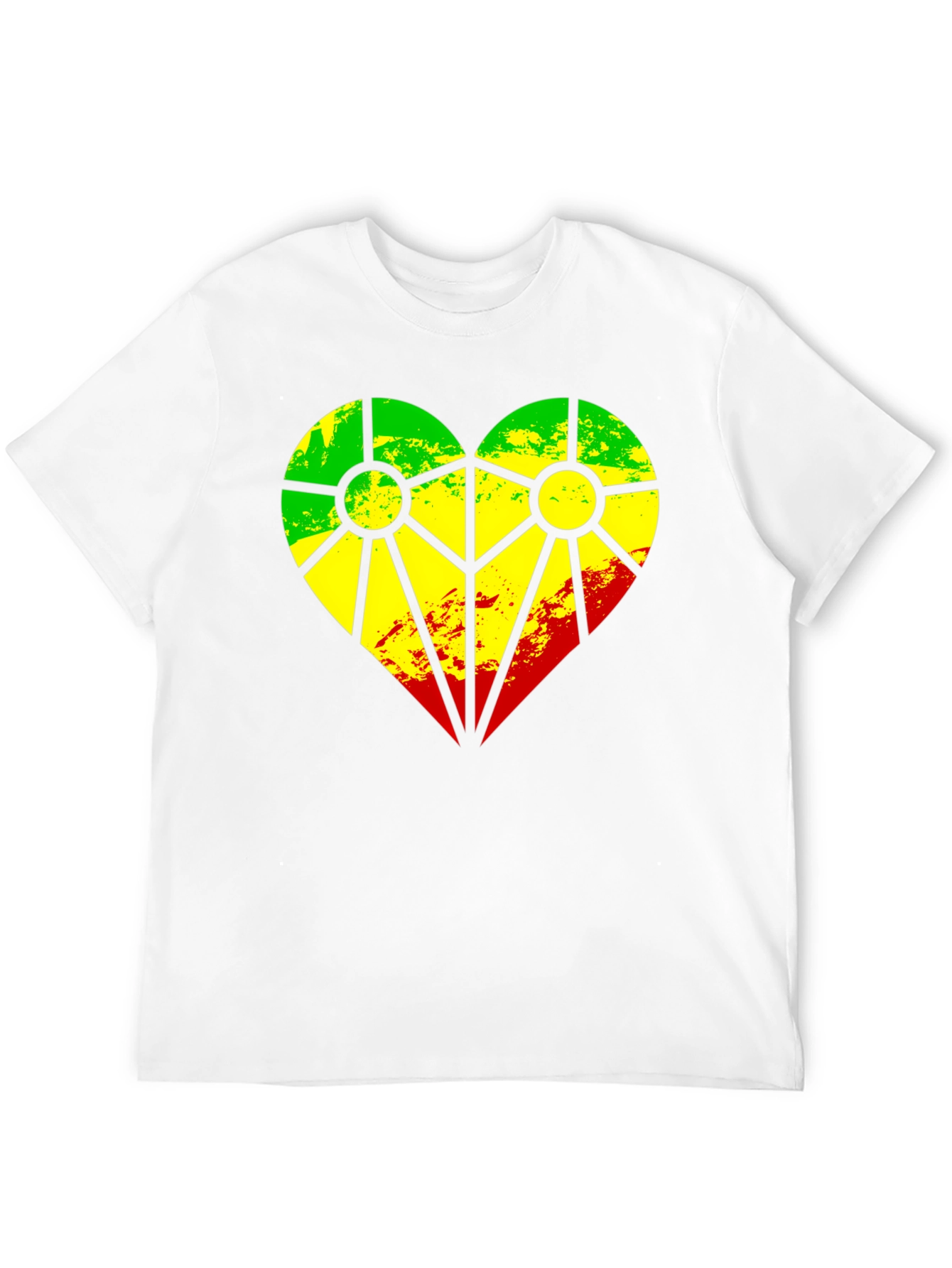 Rasta Heart T-Shirt - Green Yellow Red Design