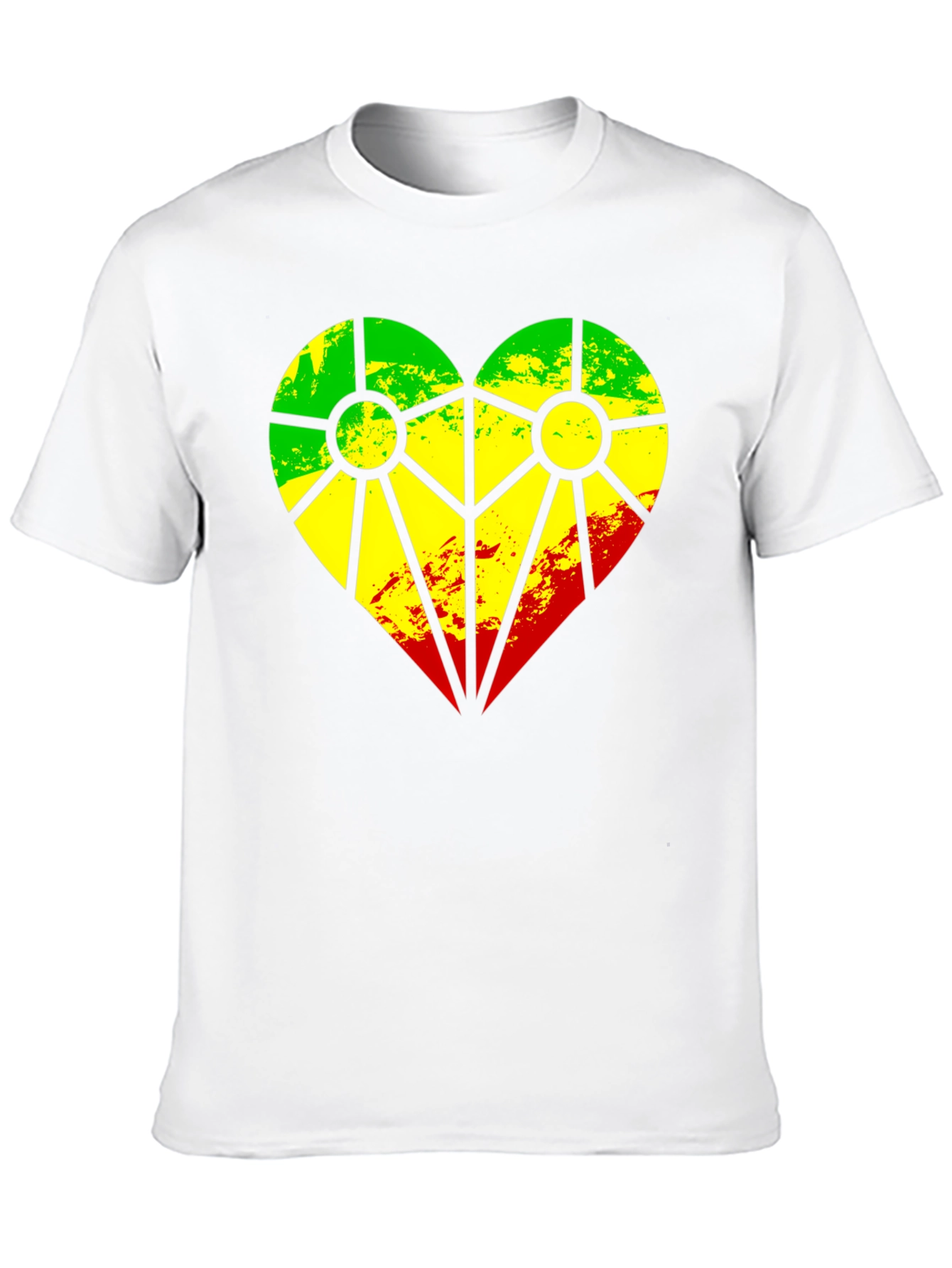 Rasta Heart T-Shirt - Green Yellow Red Design
