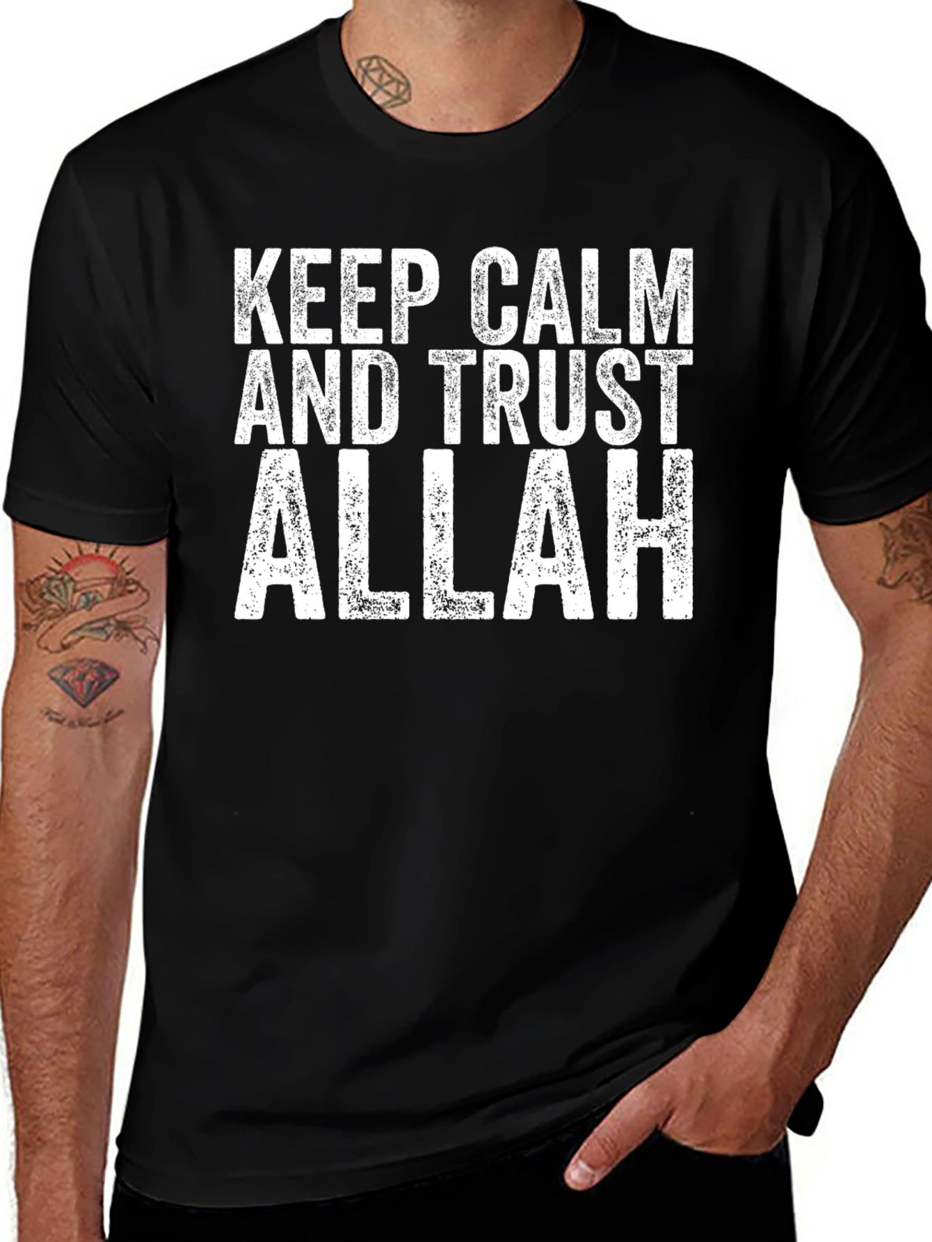 Keep Calm Trust Allah Black T-Shirt