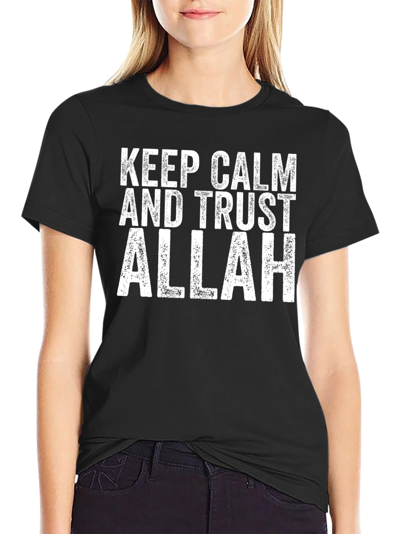 Keep Calm Trust Allah Black T-Shirt