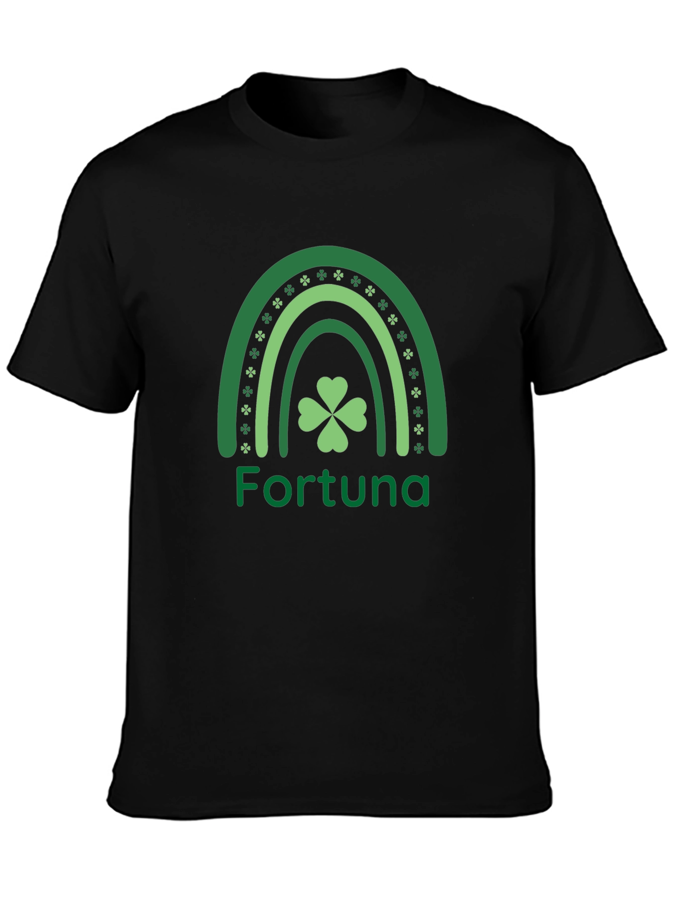 St. Patricks Day Fortuna Rainbow Clover Graphic Tee