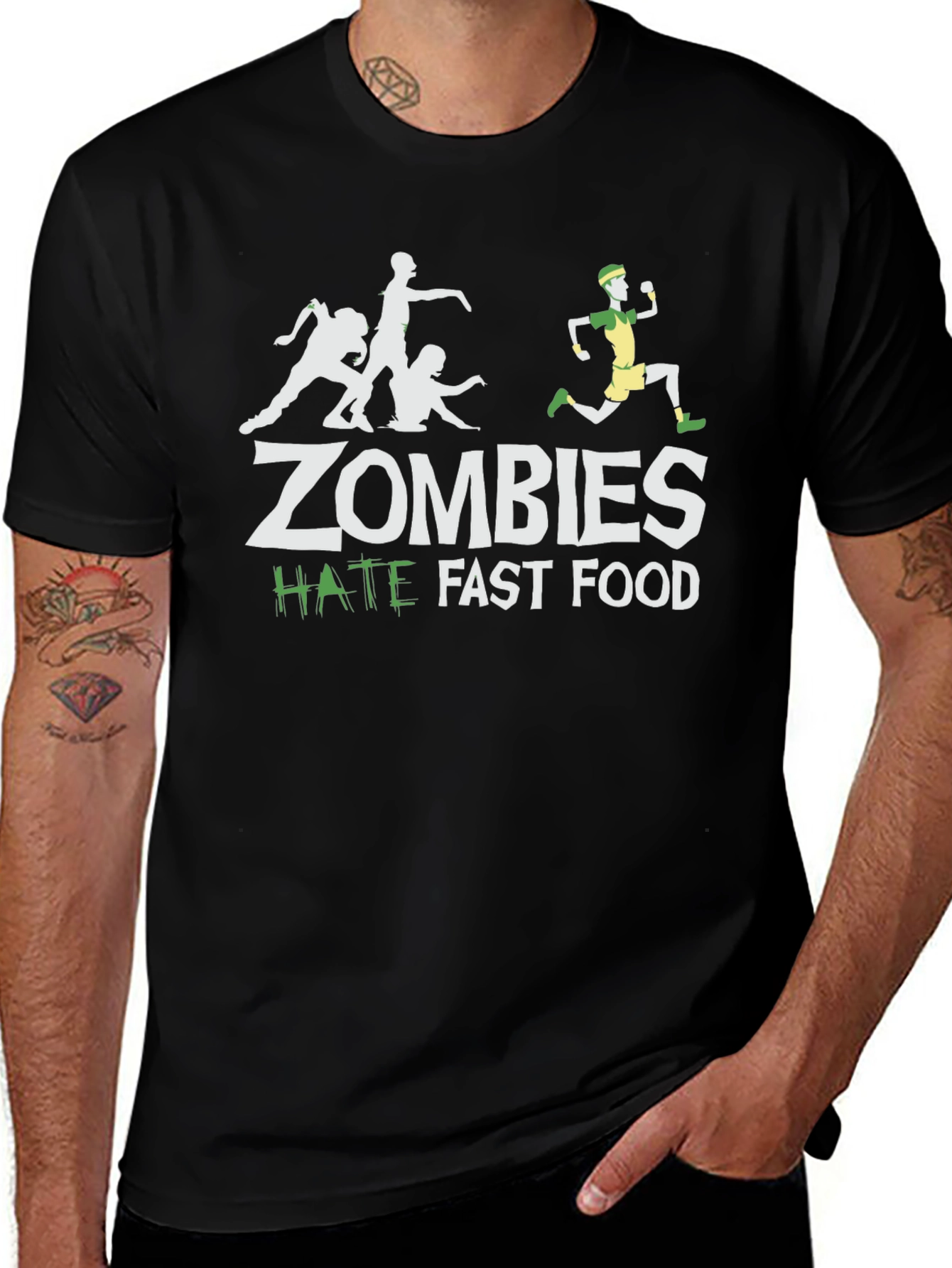 Zombies Hate Fast Food Funny Graphic T-Shirt