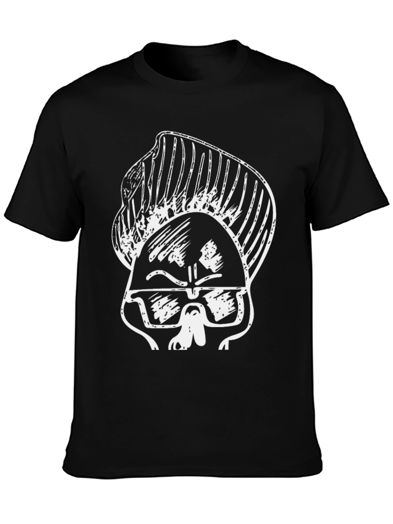 Cool Cartoon Skull Graphic Black T-Shirt