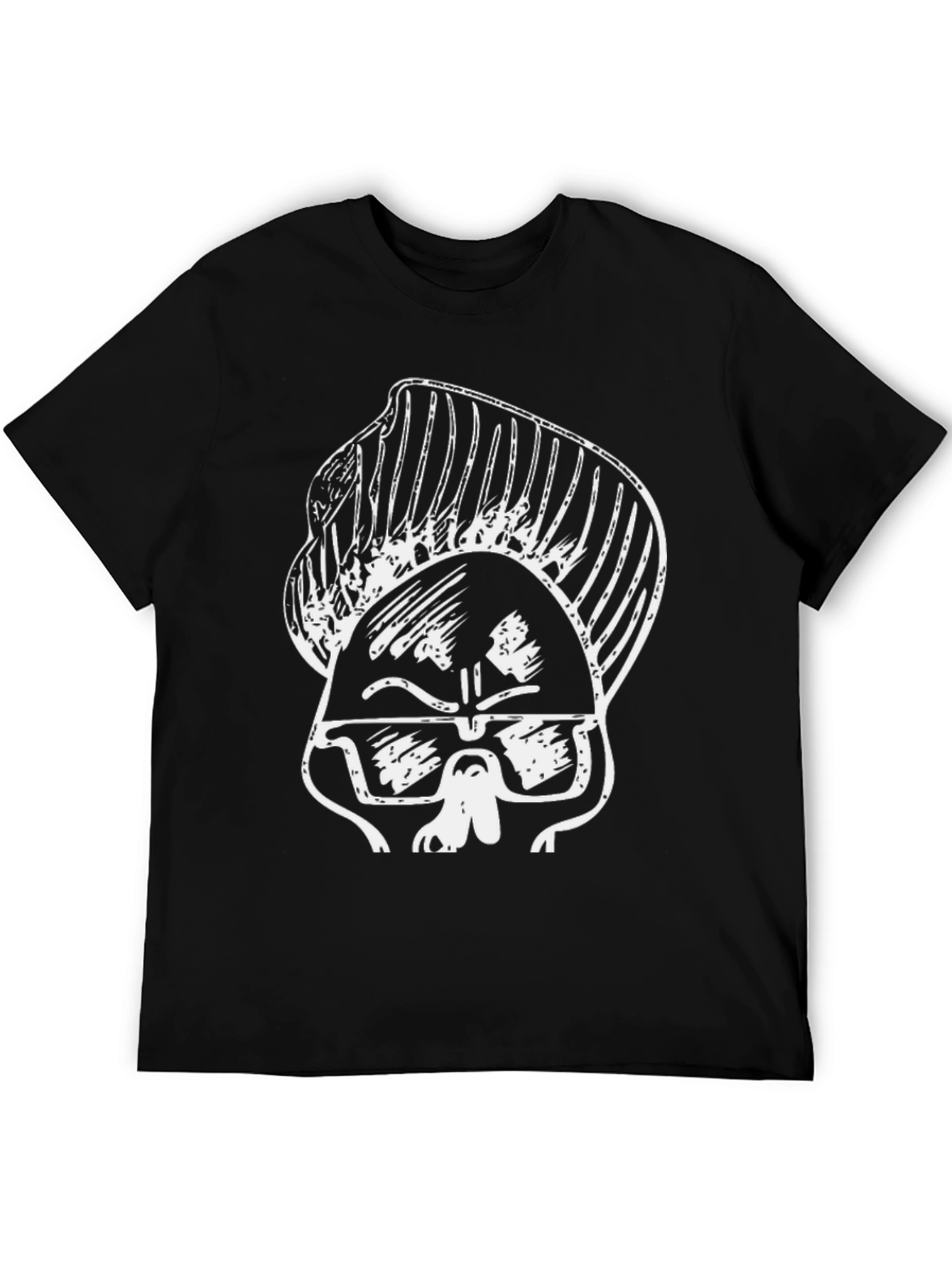 Cool Cartoon Skull Graphic Black T-Shirt