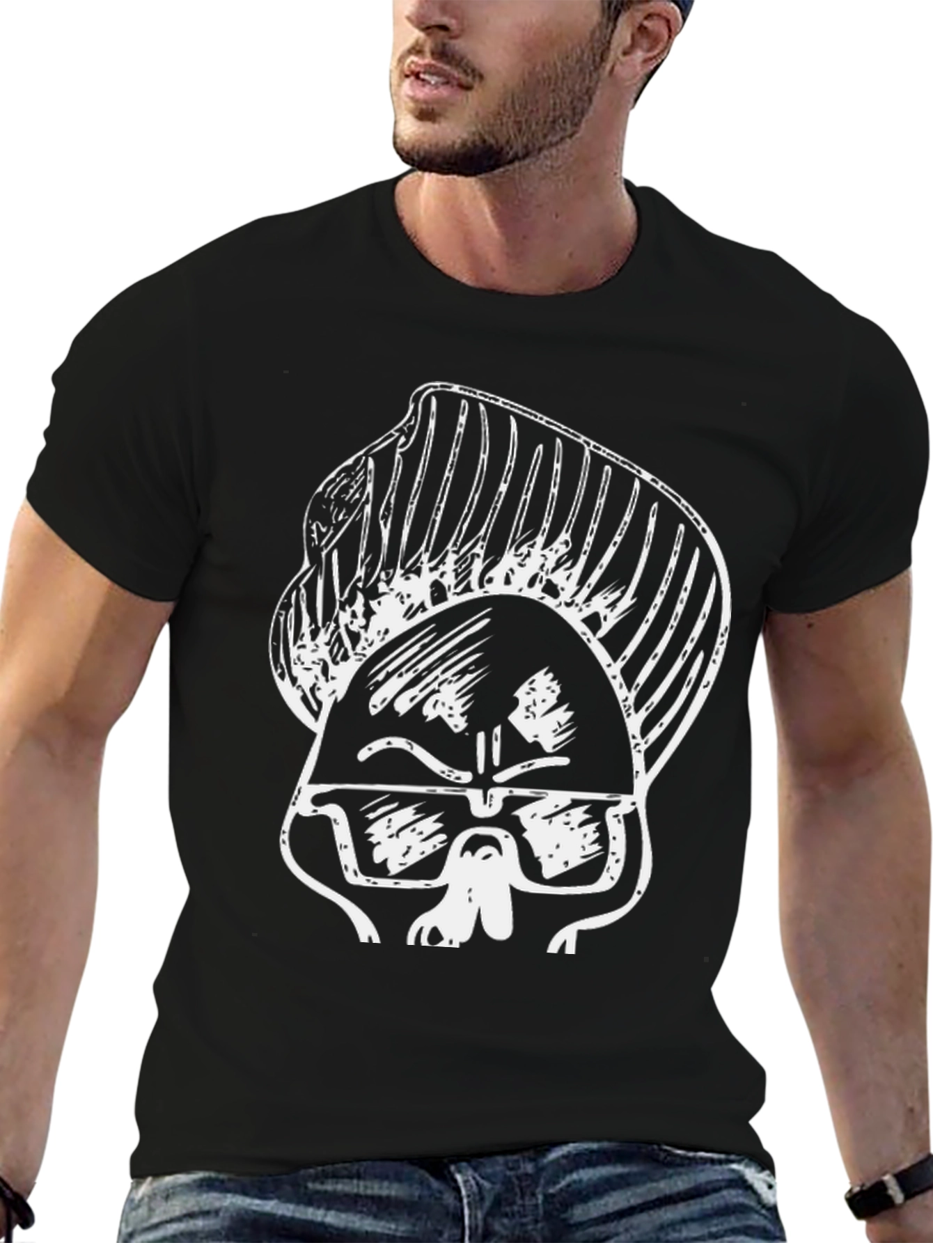 Cool Cartoon Skull Graphic Black T-Shirt