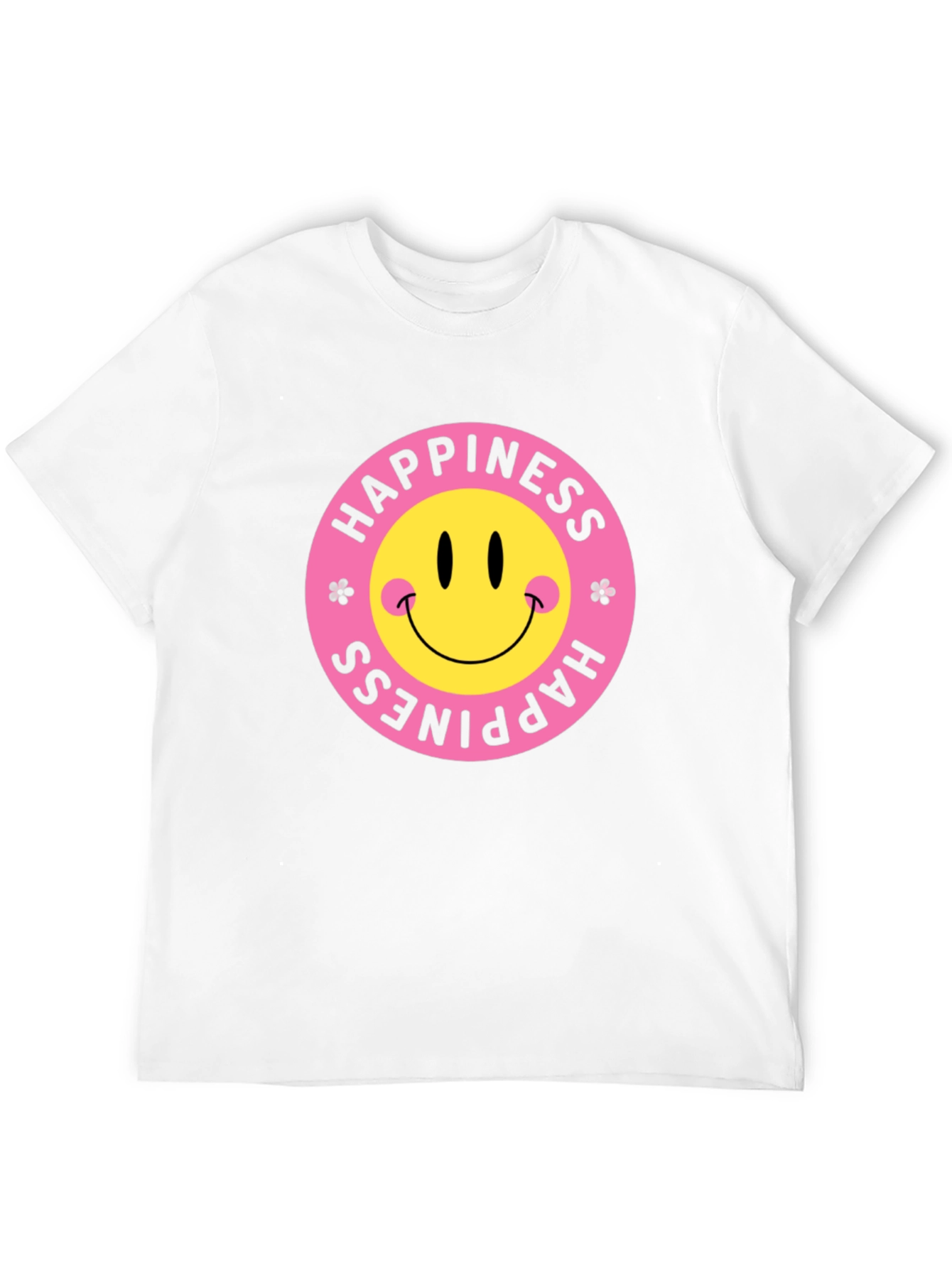 Happiness Smiley Face Black Graphic T-Shirt