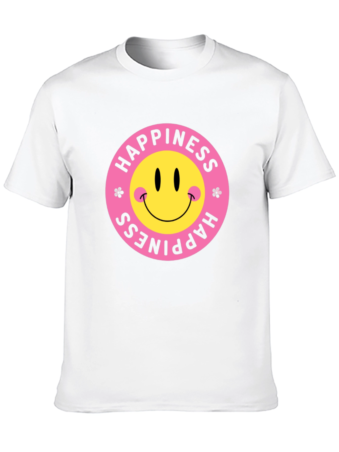 Happiness Smiley Face Black Graphic T-Shirt