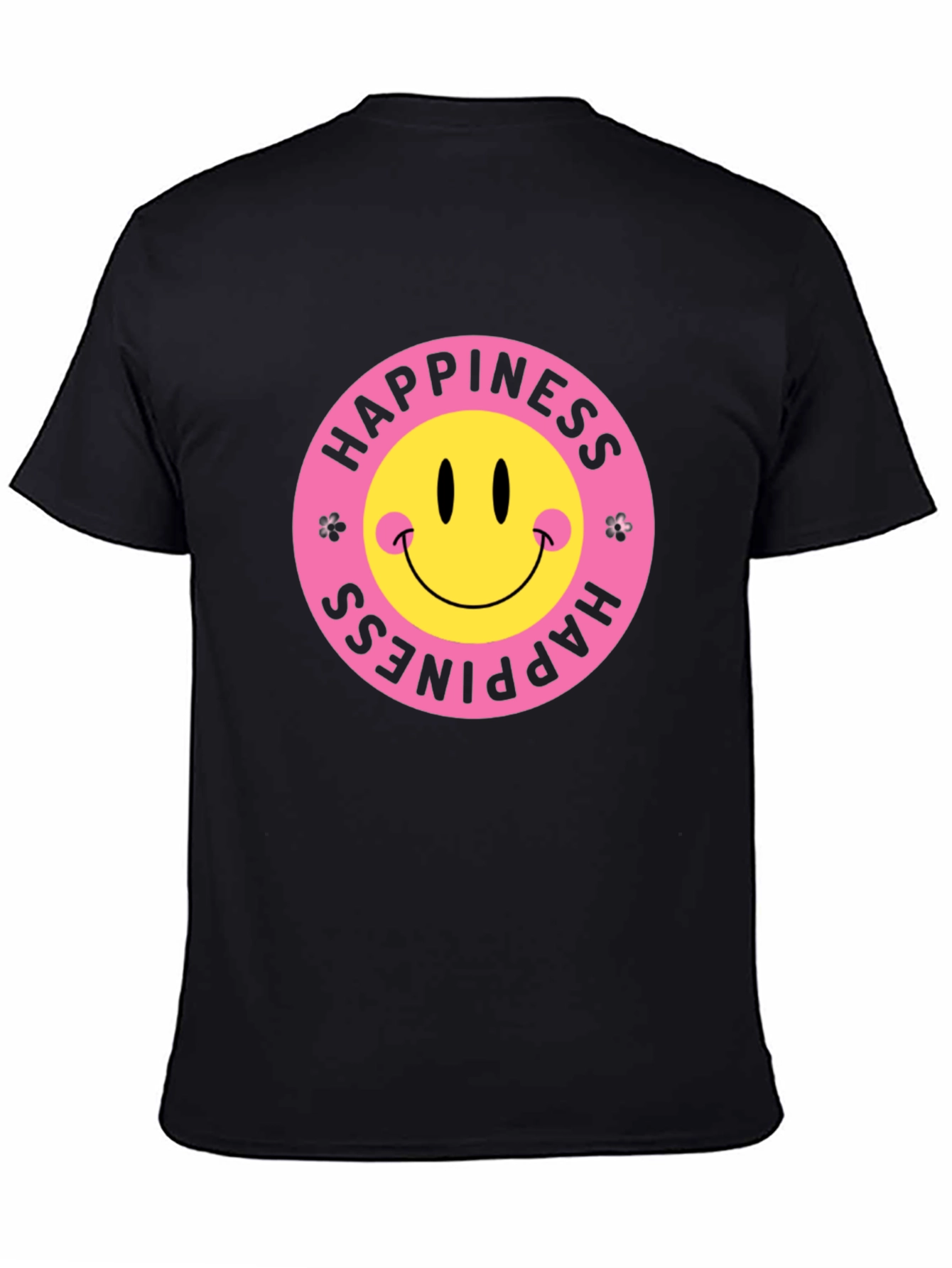 Happiness Smiley Face Black Graphic T-Shirt
