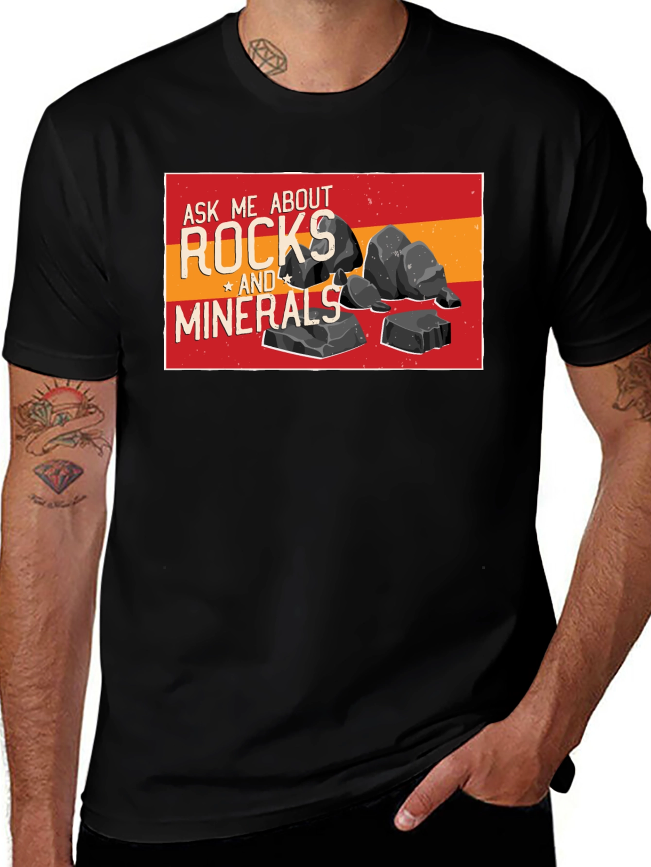 Rocks and Minerals Graphic T-Shirt - Black