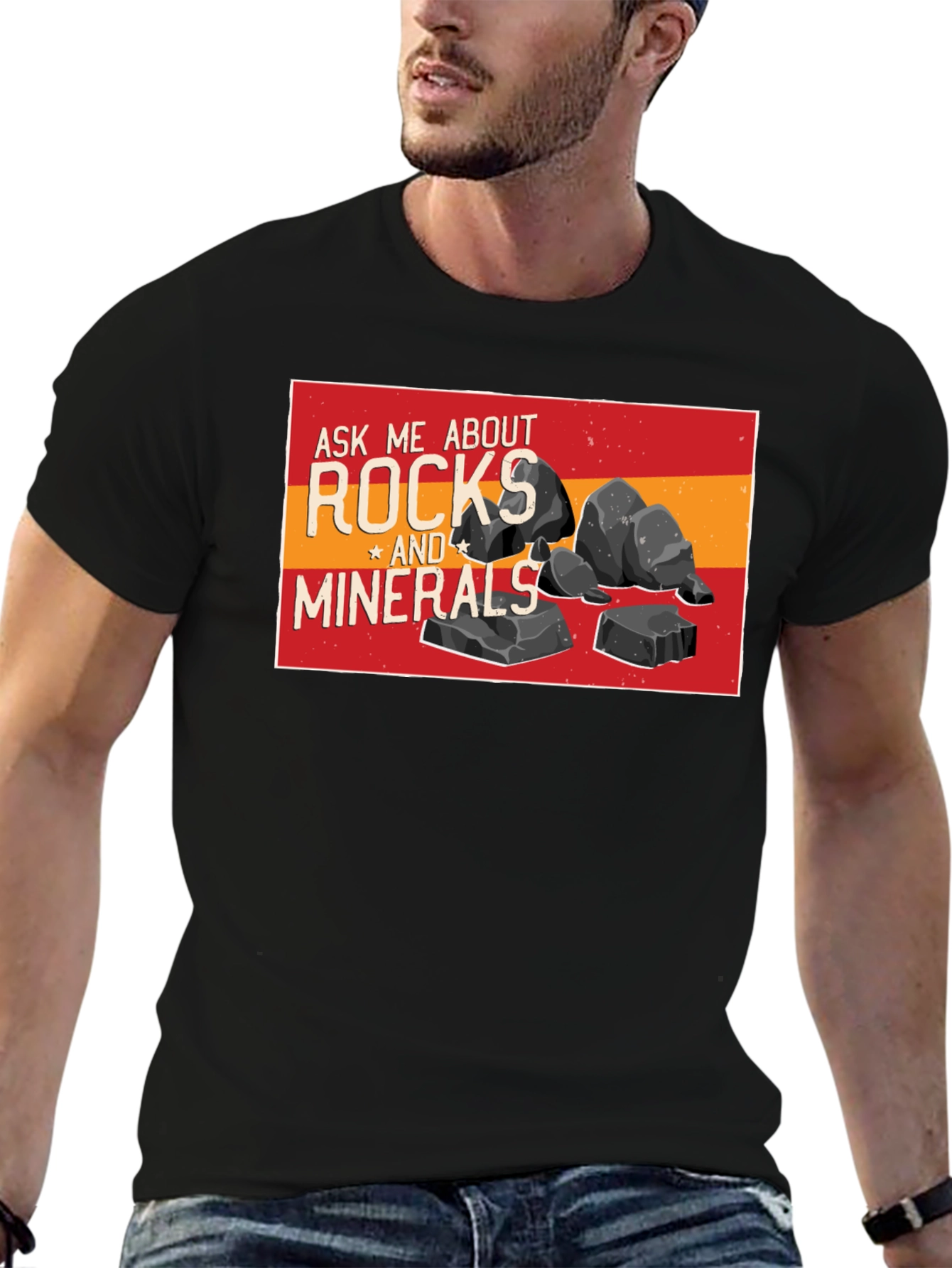 Rocks and Minerals Graphic T-Shirt - Black