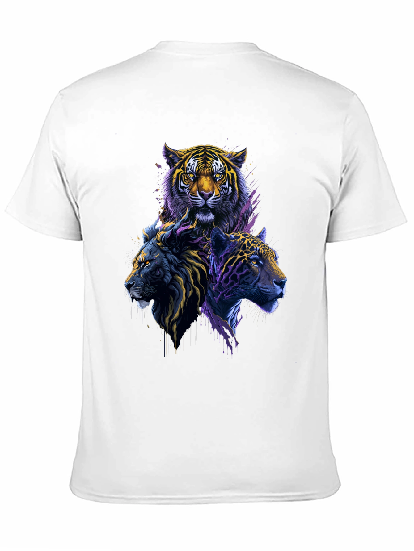 Tiger Lion Leopard Graphic Print Black Tee