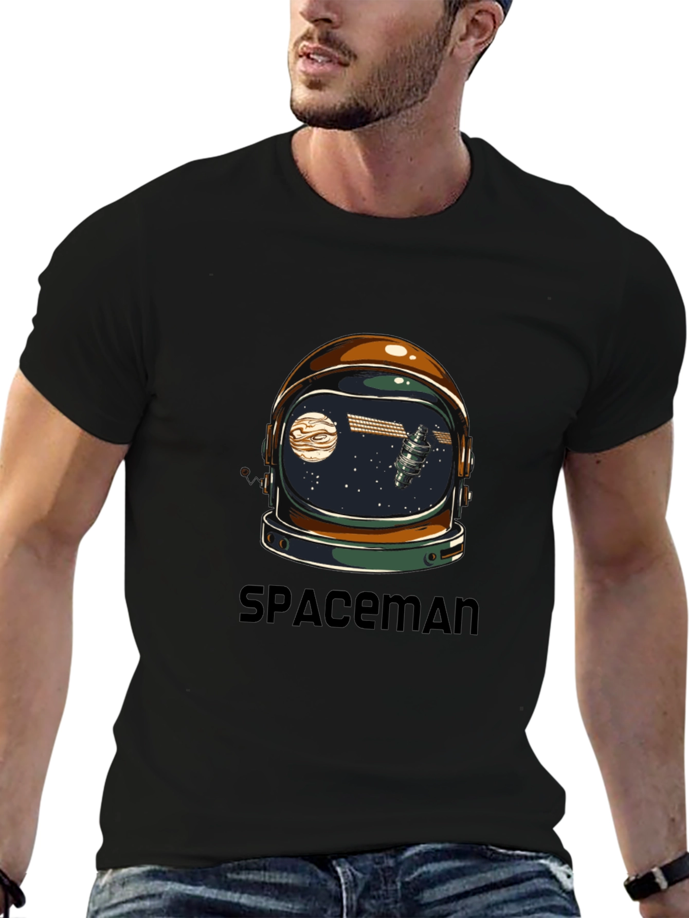 Spaceman Graphic Tee - Astronaut Helmet Design