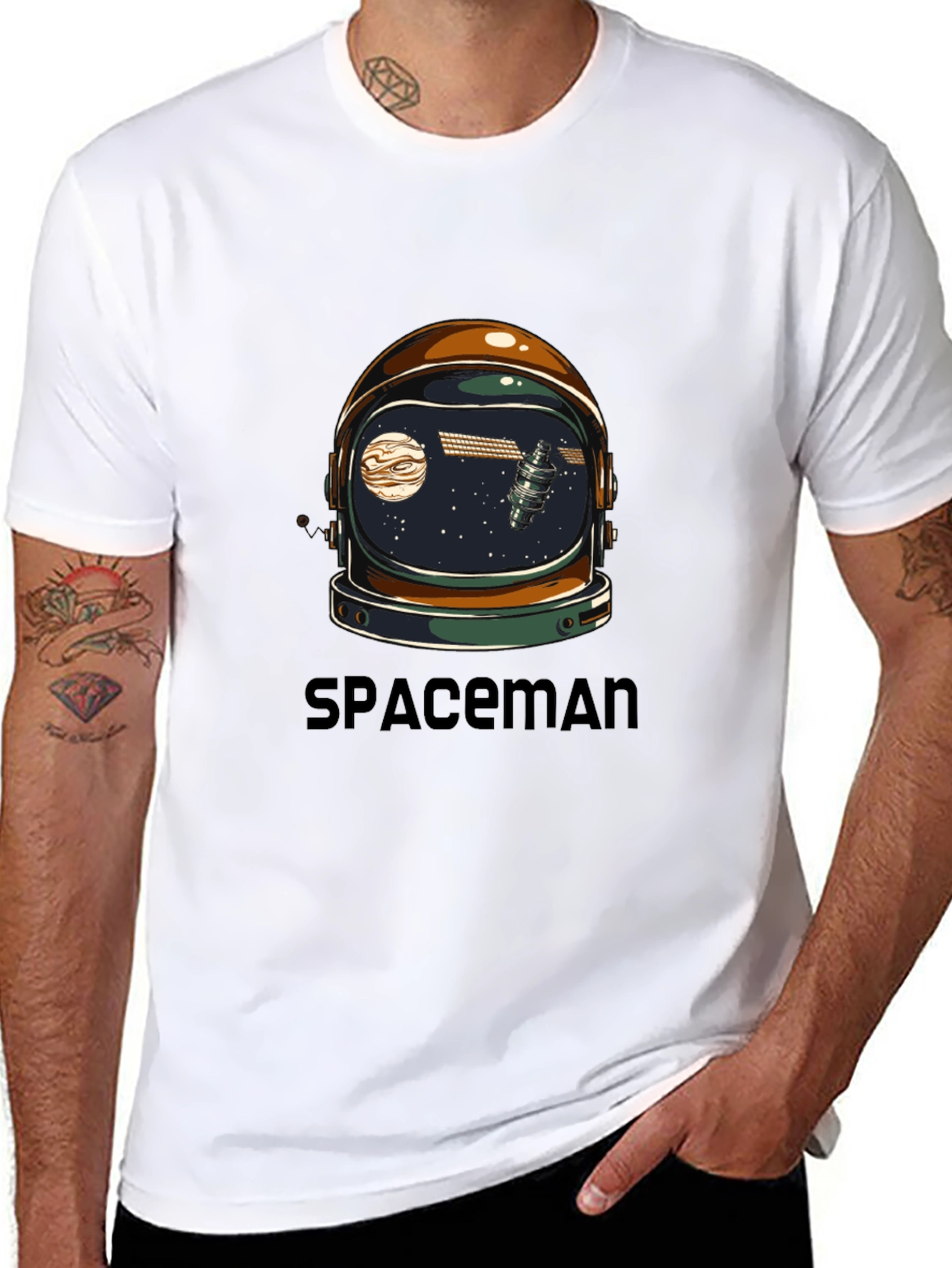 Spaceman Graphic Tee - Astronaut Helmet Design
