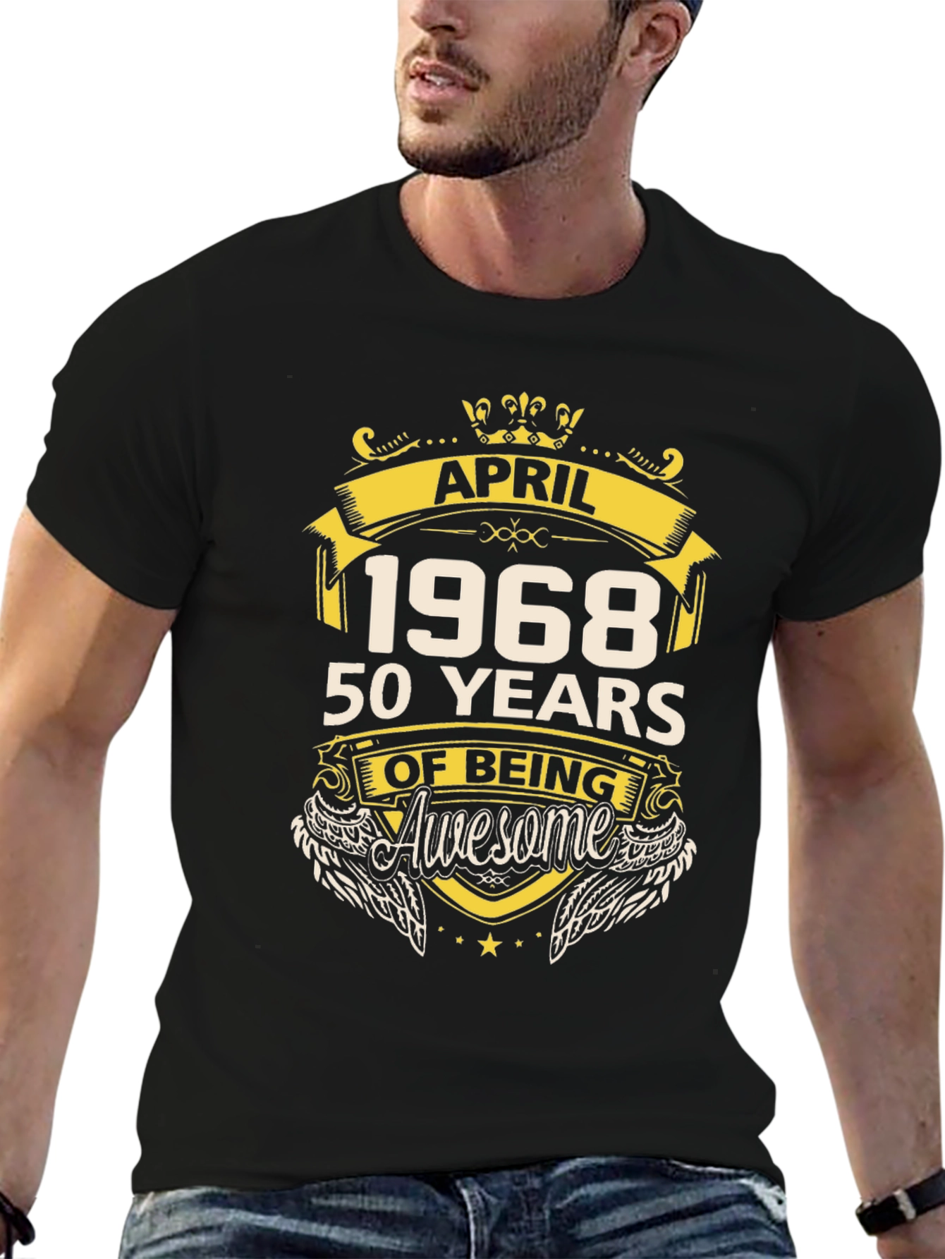 April 1968 50 Years Of Being Awesome Black T-Shirt