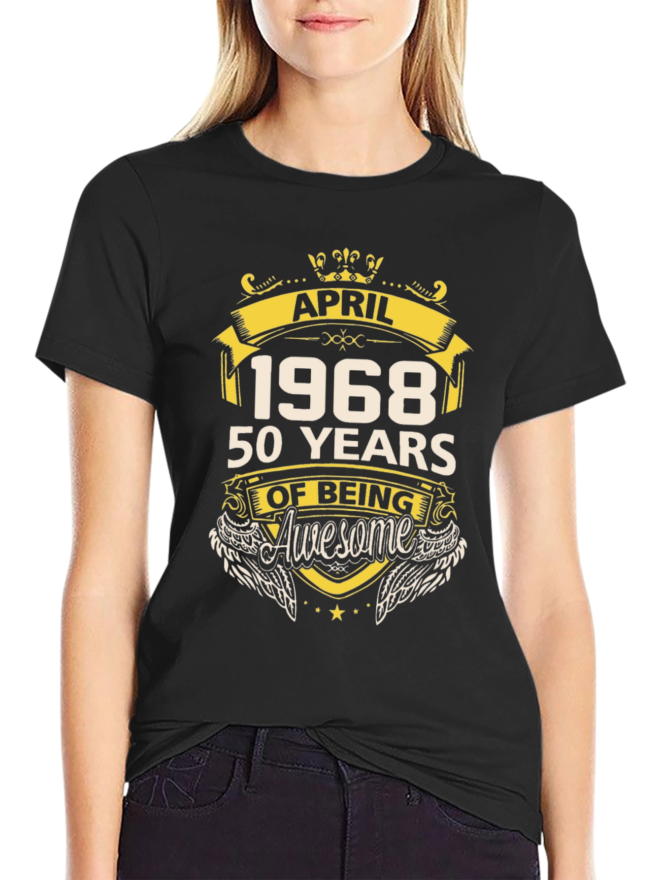 April 1968 50 Years Of Being Awesome Black T-Shirt
