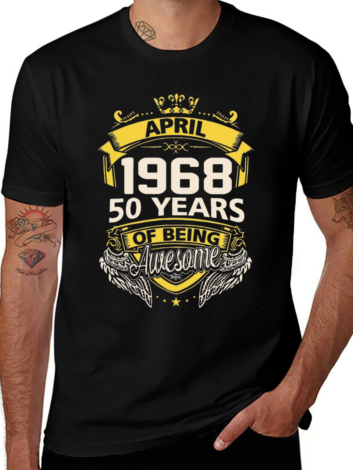 April 1968 50 Years Of Being Awesome Black T-Shirt