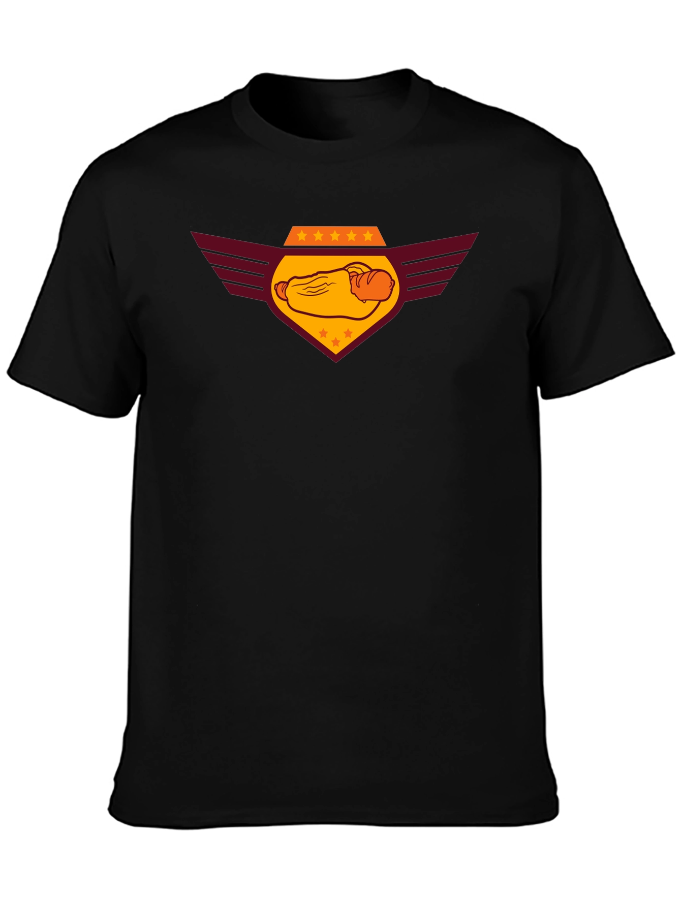 Hot Dog Emblem Graphic Black T-Shirt