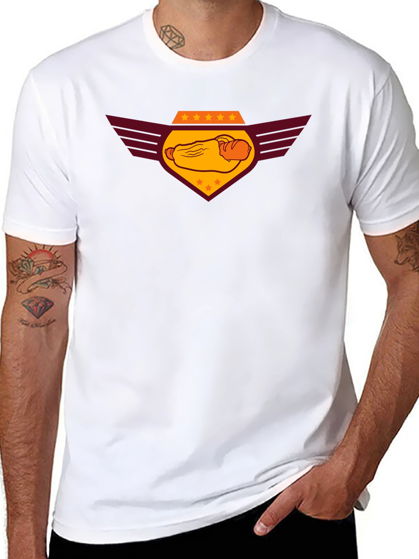 Hot Dog Emblem Graphic Black T-Shirt