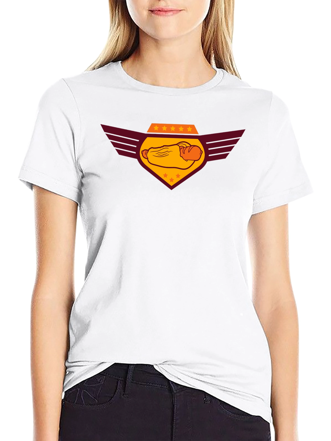 Hot Dog Emblem Graphic Black T-Shirt
