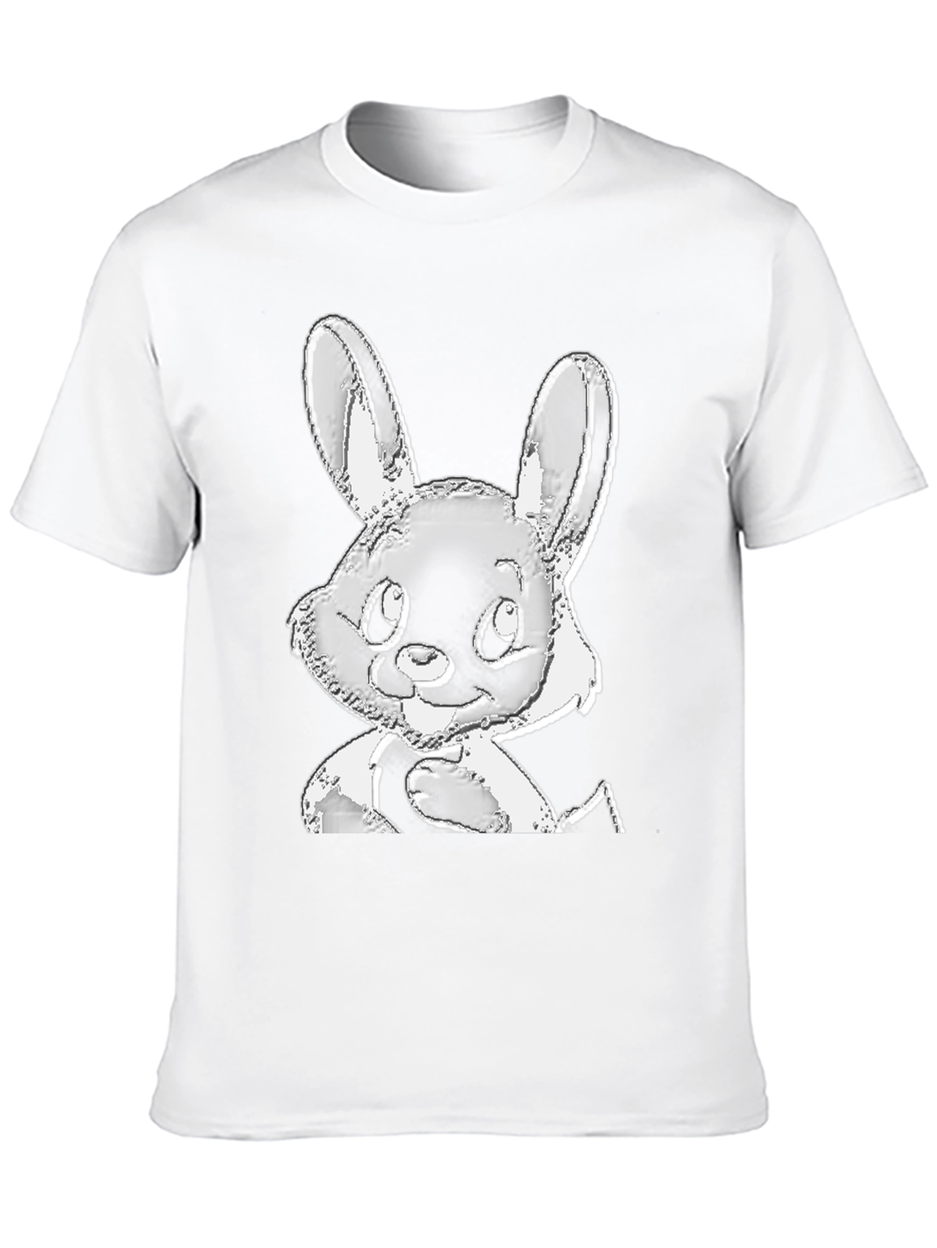Cute Bunny Graphic Tee - Black Cotton T-Shirt