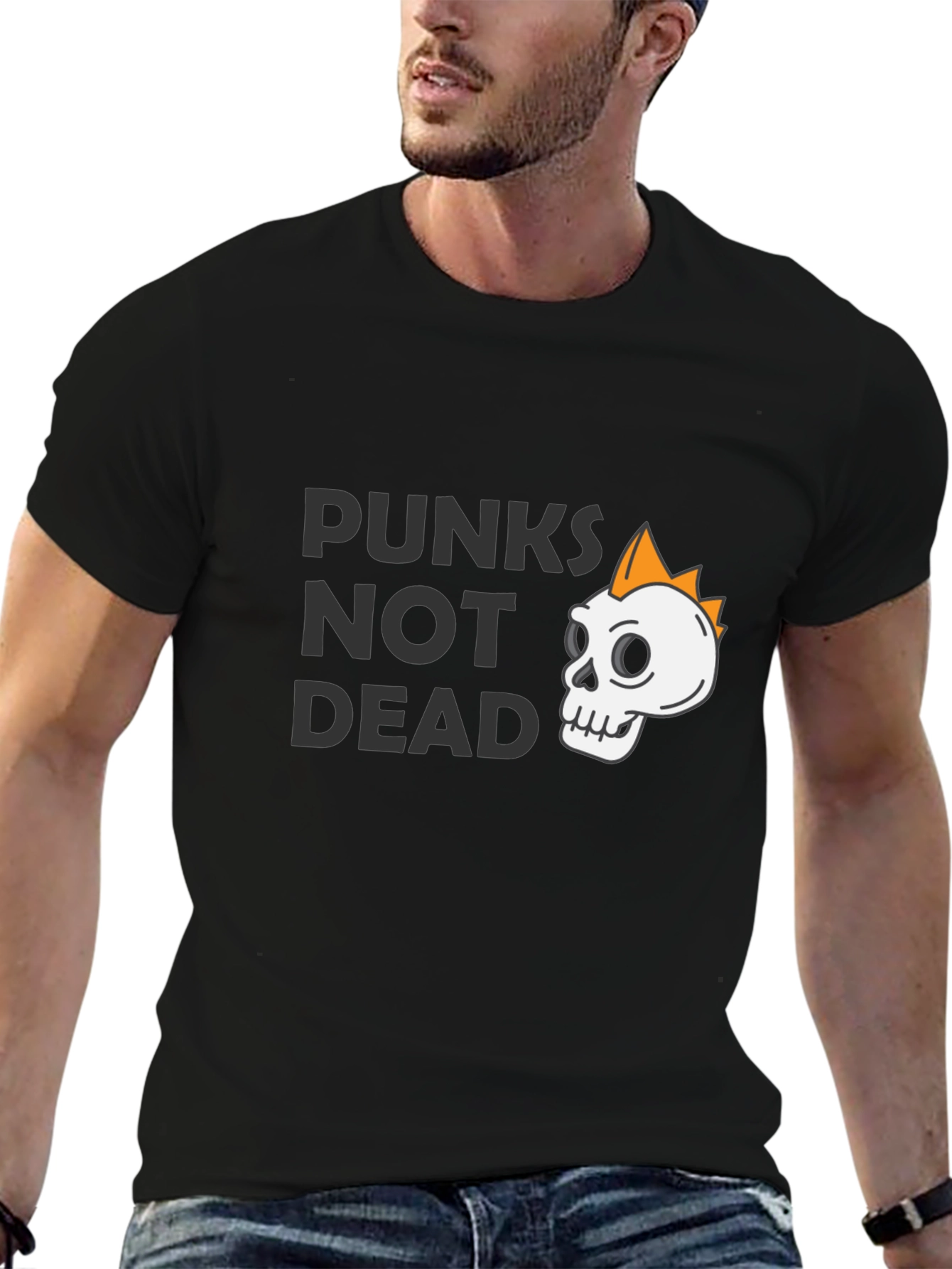 Punks Not Dead Graphic Tee - Skull Design