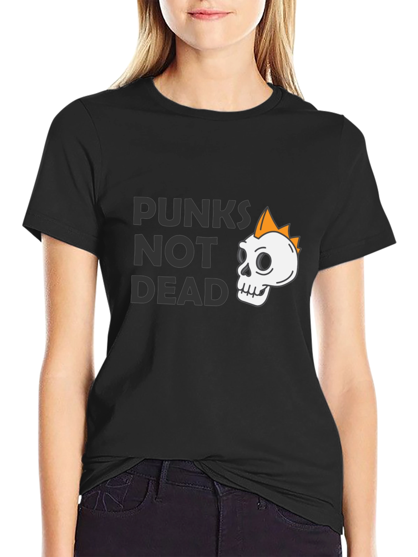 Punks Not Dead Graphic Tee - Skull Design