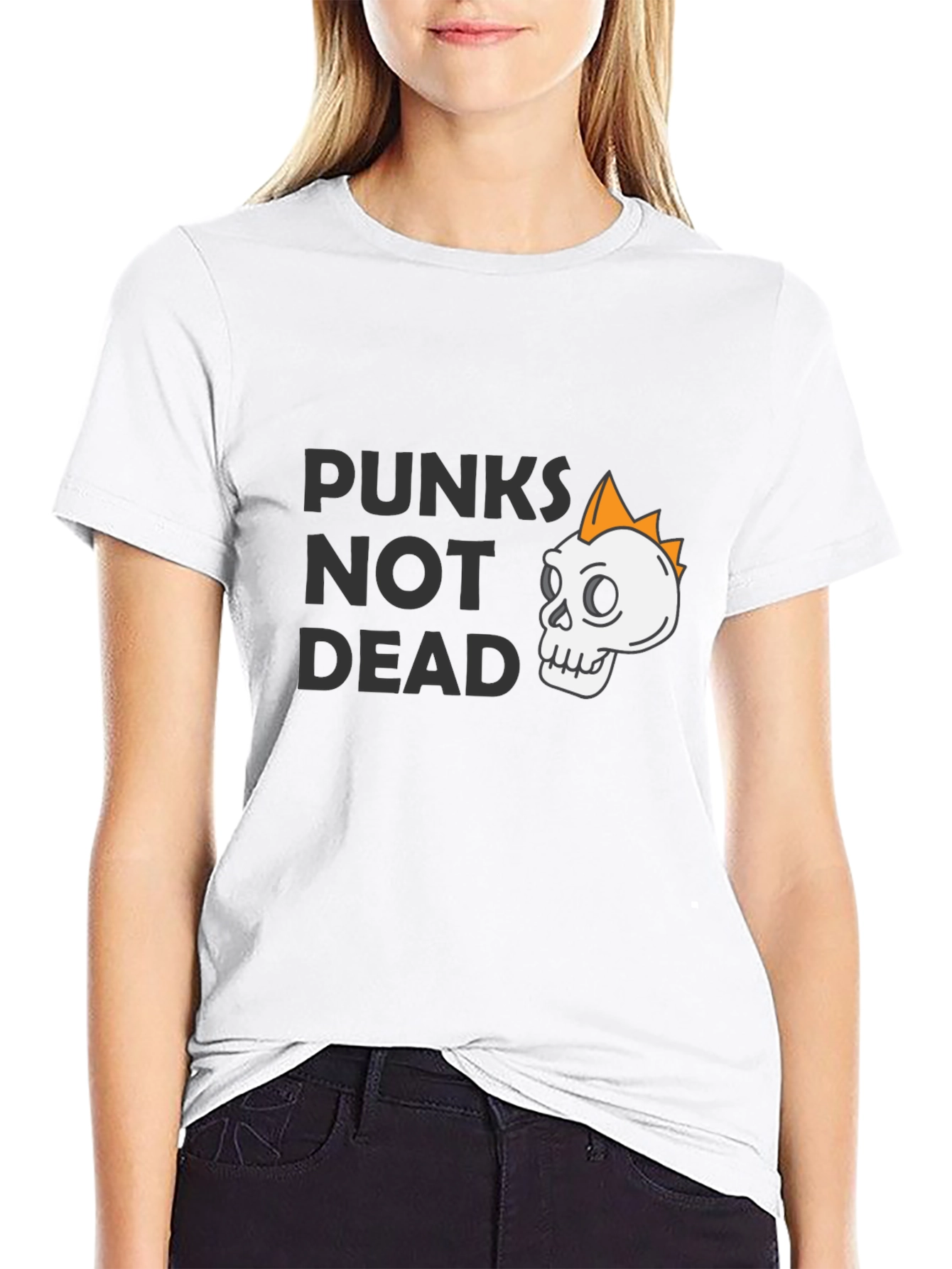 Punks Not Dead Graphic Tee - Skull Design