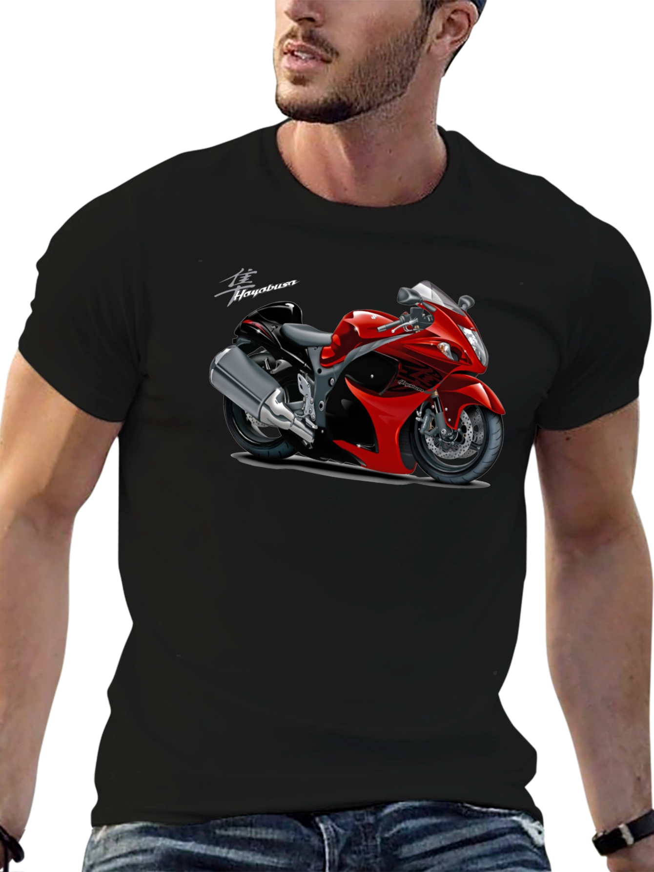 Hayabusa Motorcycle Graphic T-Shirt - Black